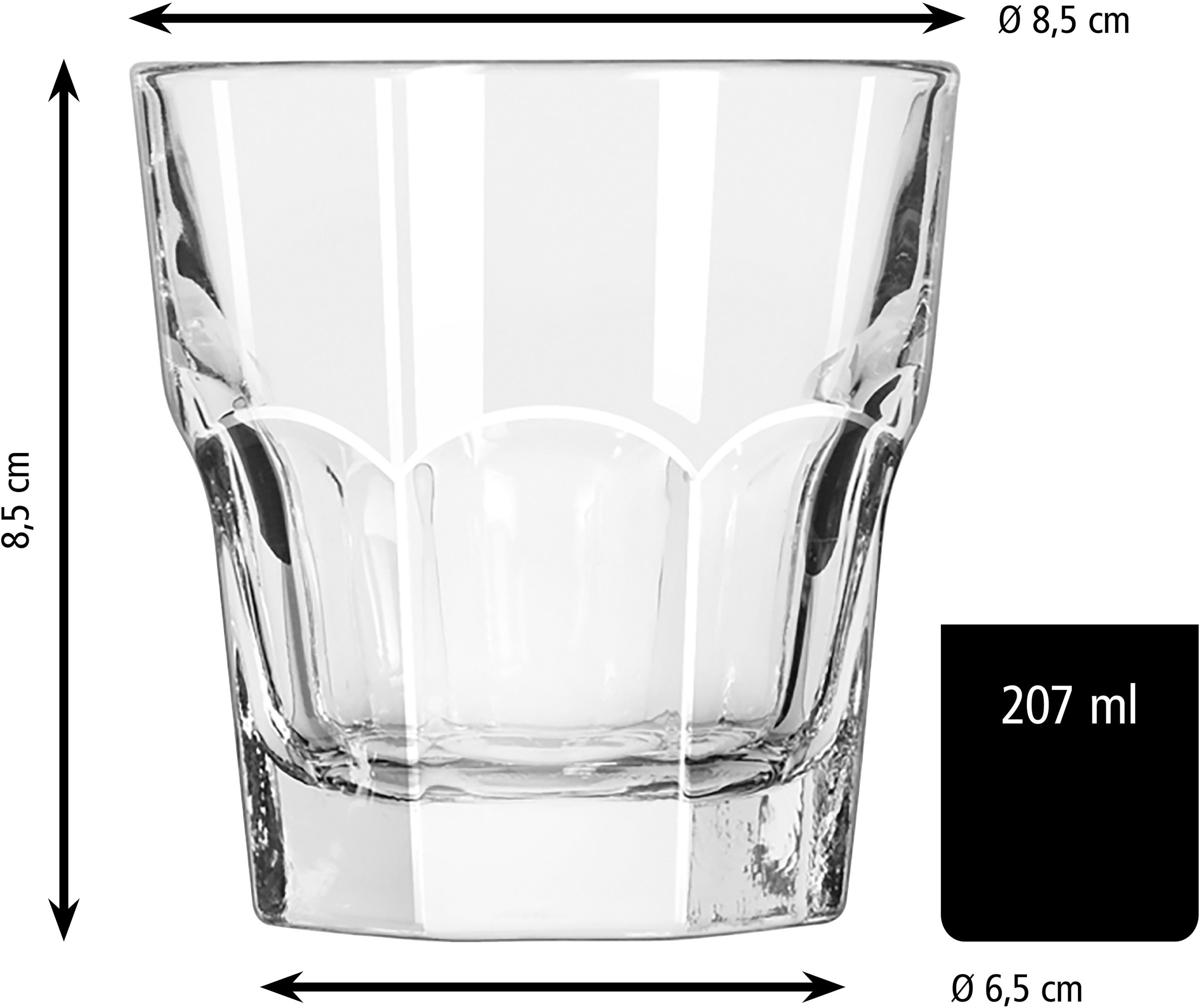 LIBBEY Gläser-Set »Rocks Glas -GIBRALTAR- 207 ml, Ø: 8,5 cm, H: 8,5 cm, 12er Set«, (Set, 12 tlg.), hochwertig verarbeitet, im modernen Design