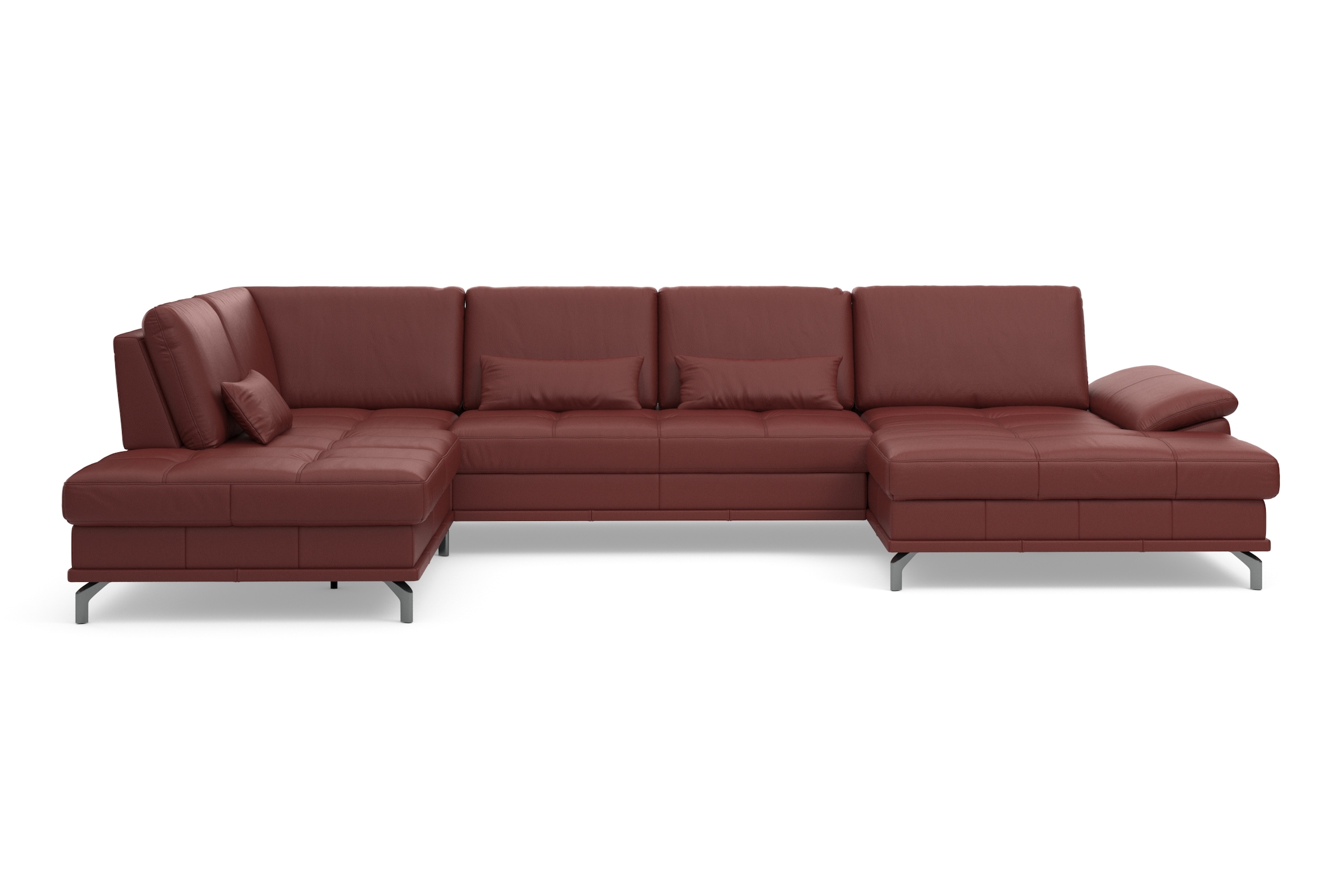 Places of Style Wohnlandschaft »Costello U-Form, mit Sitztiefenverstellung, Armteilverstellung und«, 3 Nierenkissen, optional Bettfunktion und Bettkasten