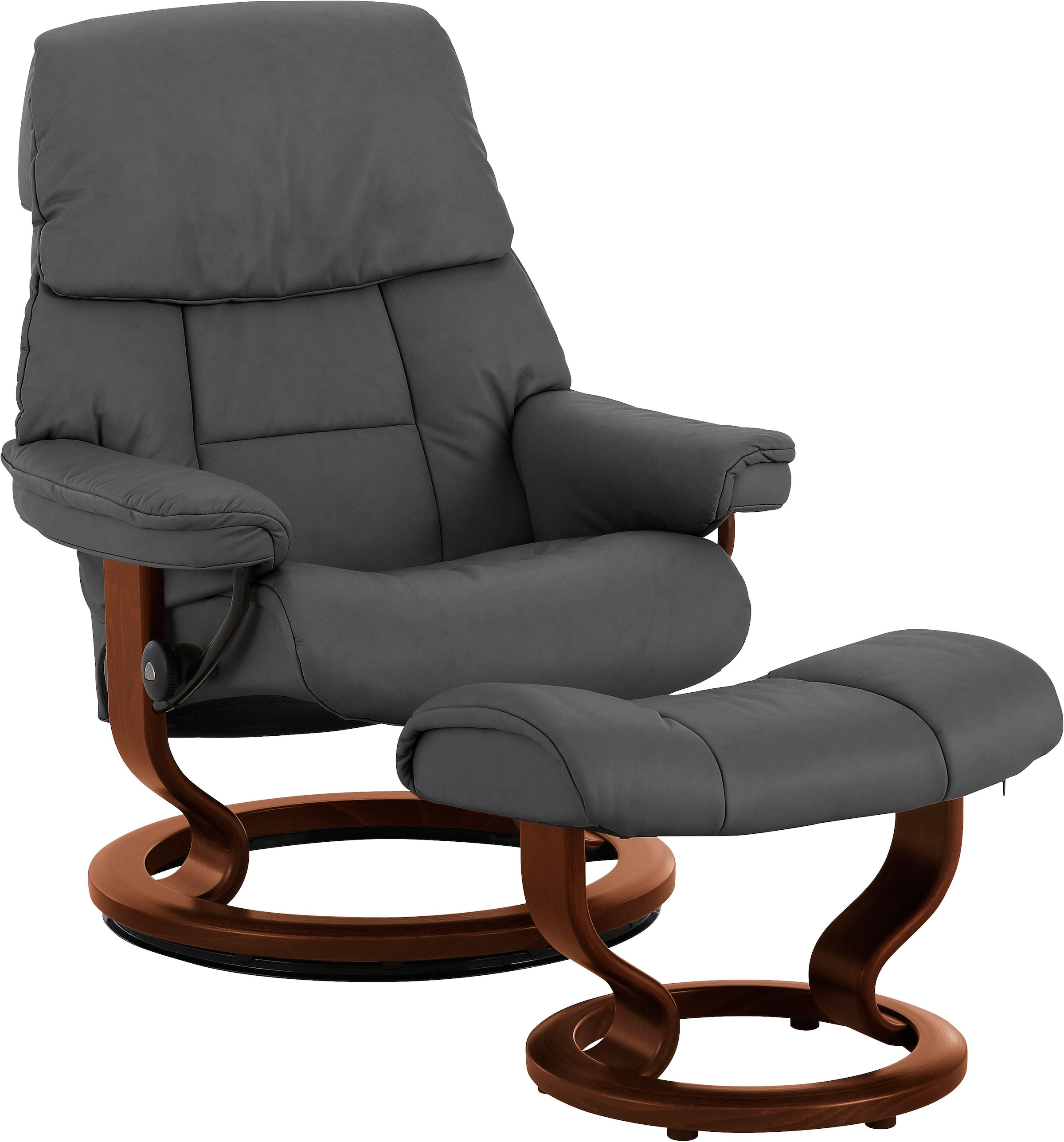 Stressless® Relaxsessel »Ruby«, (Set, Relaxsessel mit Hocker), mit Classic Base, Größe M, Gestell Eiche, Wenge, Braun & Schwarz