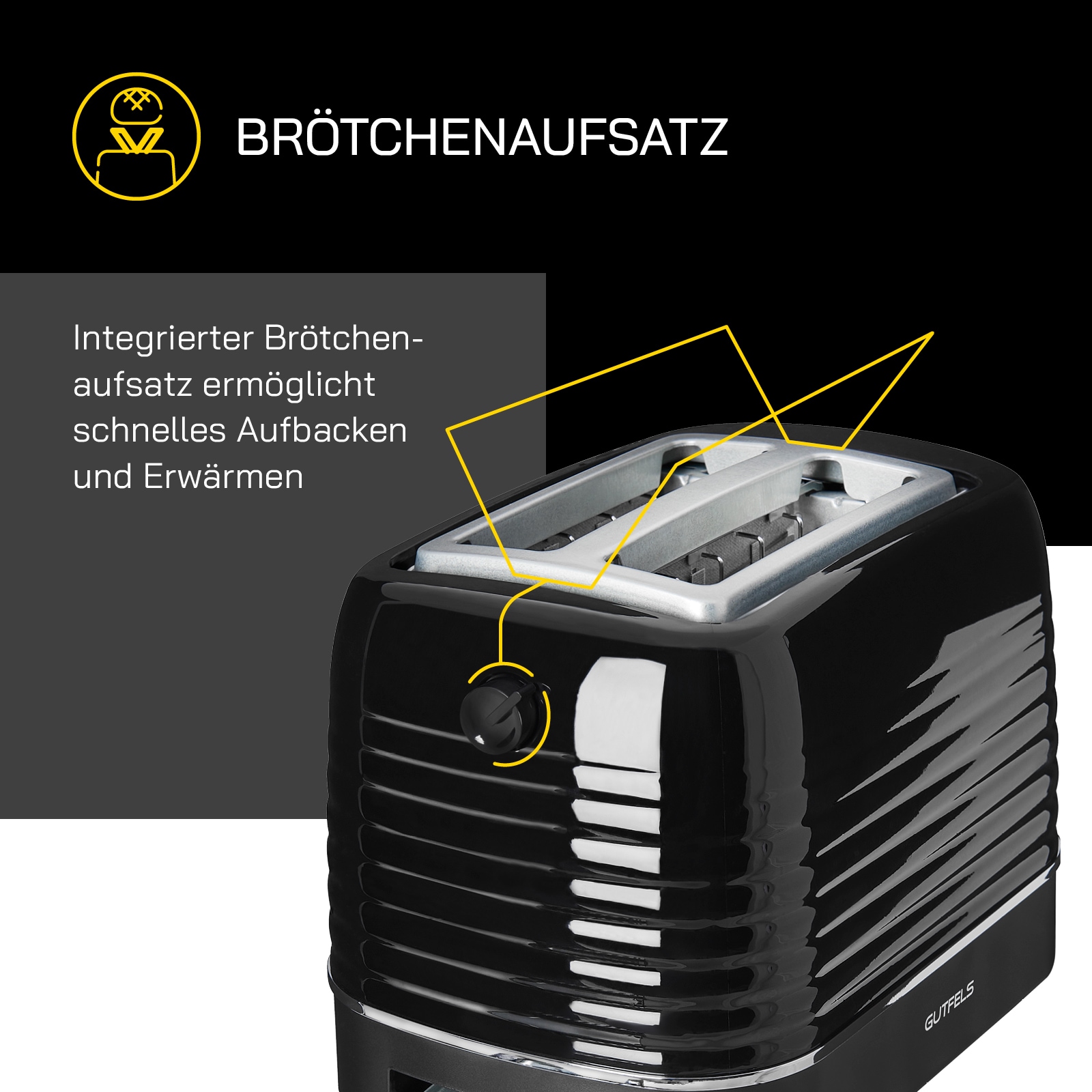 Gutfels Toaster »TOAST 3300 C« 2 kurze Schlitze 1050 W 2-Scheiben-Toaster,1050 Watt
