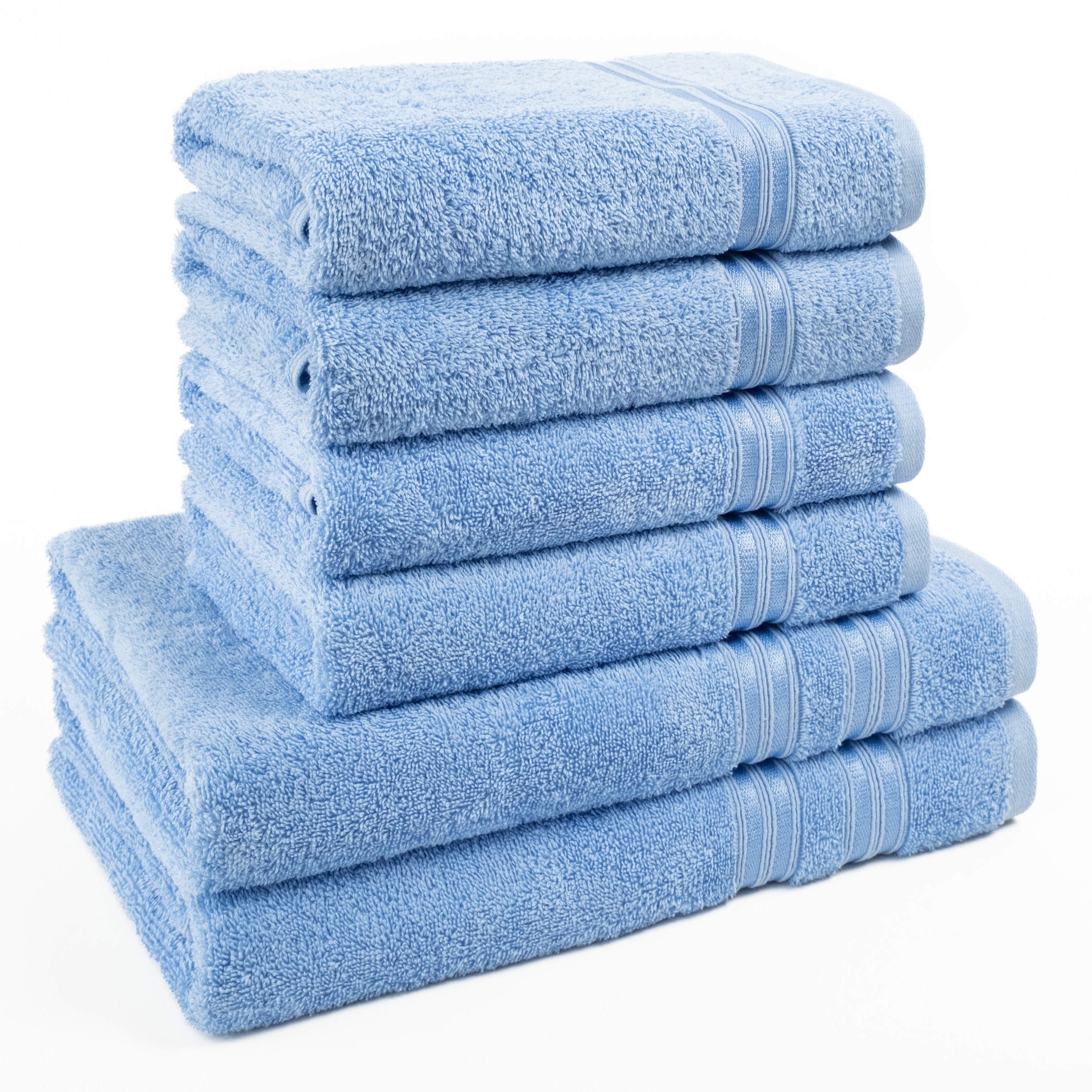 HAMMETEX Handtuch Set »6-teiliges Handtuch Set, 100% Baumwolle, Weich & Saugstark« Set 6 Stk. Frottier mit Bordüre, einfarbig, weich blau Frottier, 