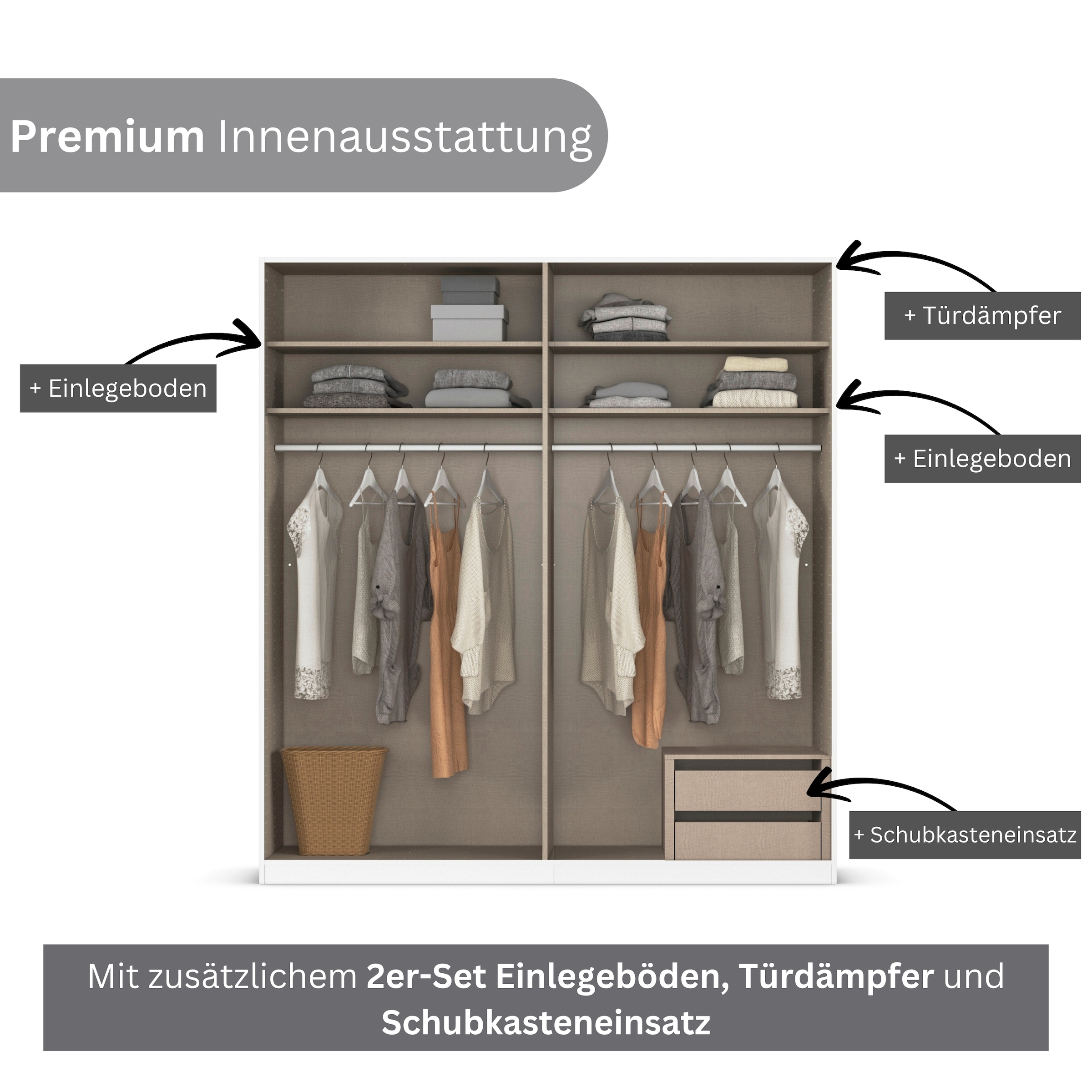 rauch Kleiderschrank »Marlene«, (in 3 verschiedenen Ausstattungen BASIC/CLASSIC/PREMIUM), in 3 Breiten 91/136/181 cm im Landhaus-Stil MADE IN GERMANY