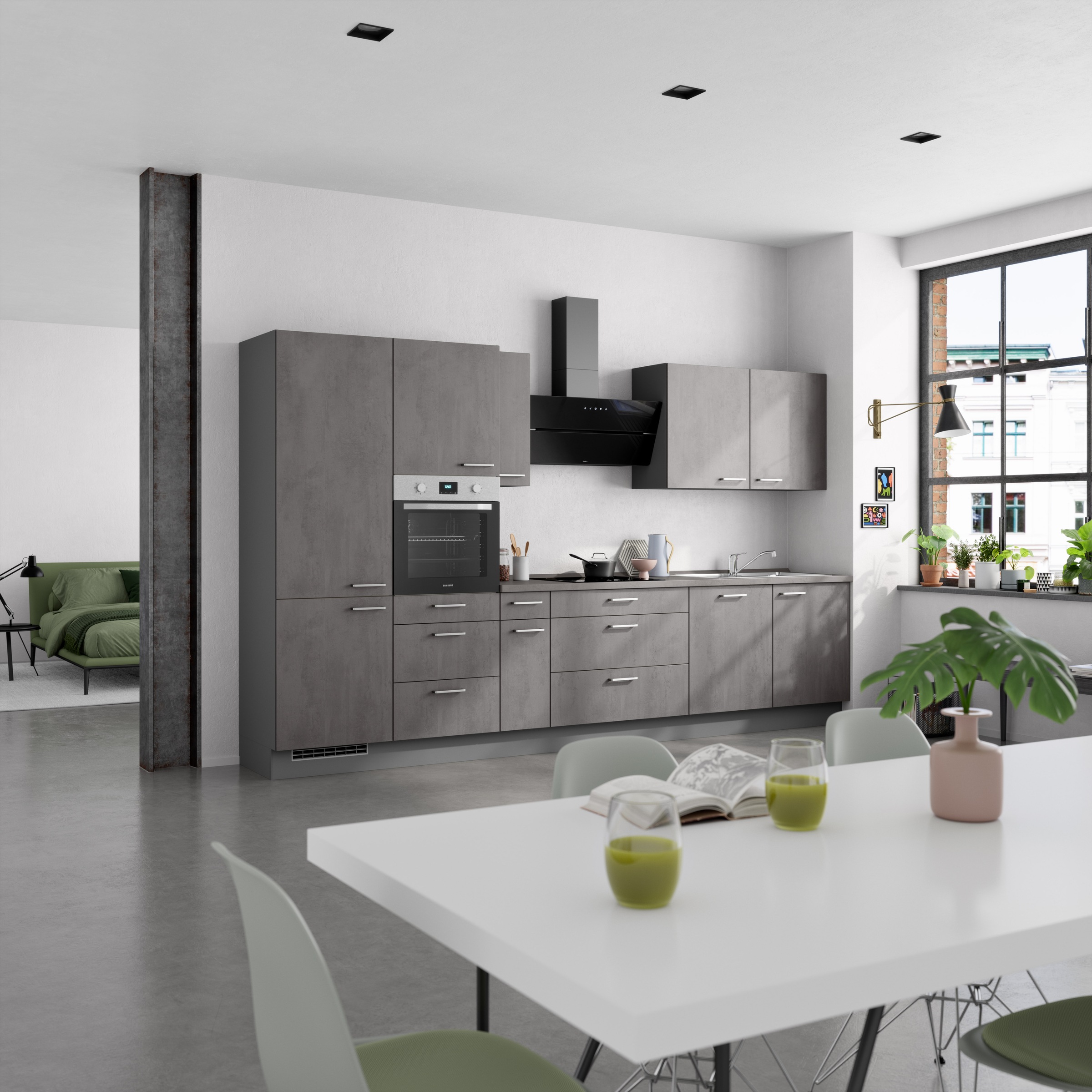 nobilia® Küchenzeile »"Riva II"«, vormontiert, Ausrichtung wählbar, Breite 360 cm, wahlw. mit E-Geräten