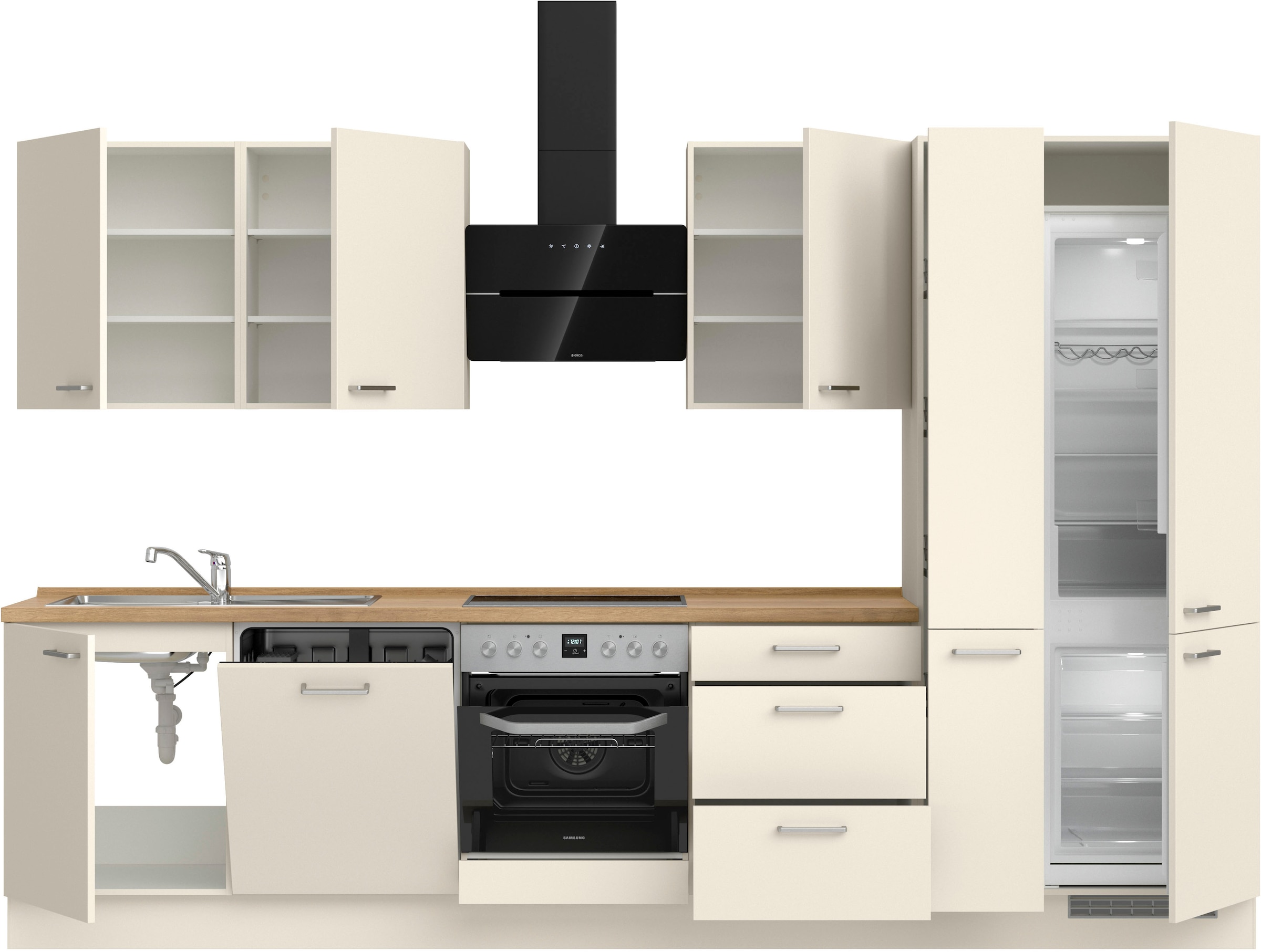 nobilia® Küchenzeile »"Touch II"«, vormontiert, Ausrichtung wählbar, Breite 330 cm, wahlw. mit E-Geräten