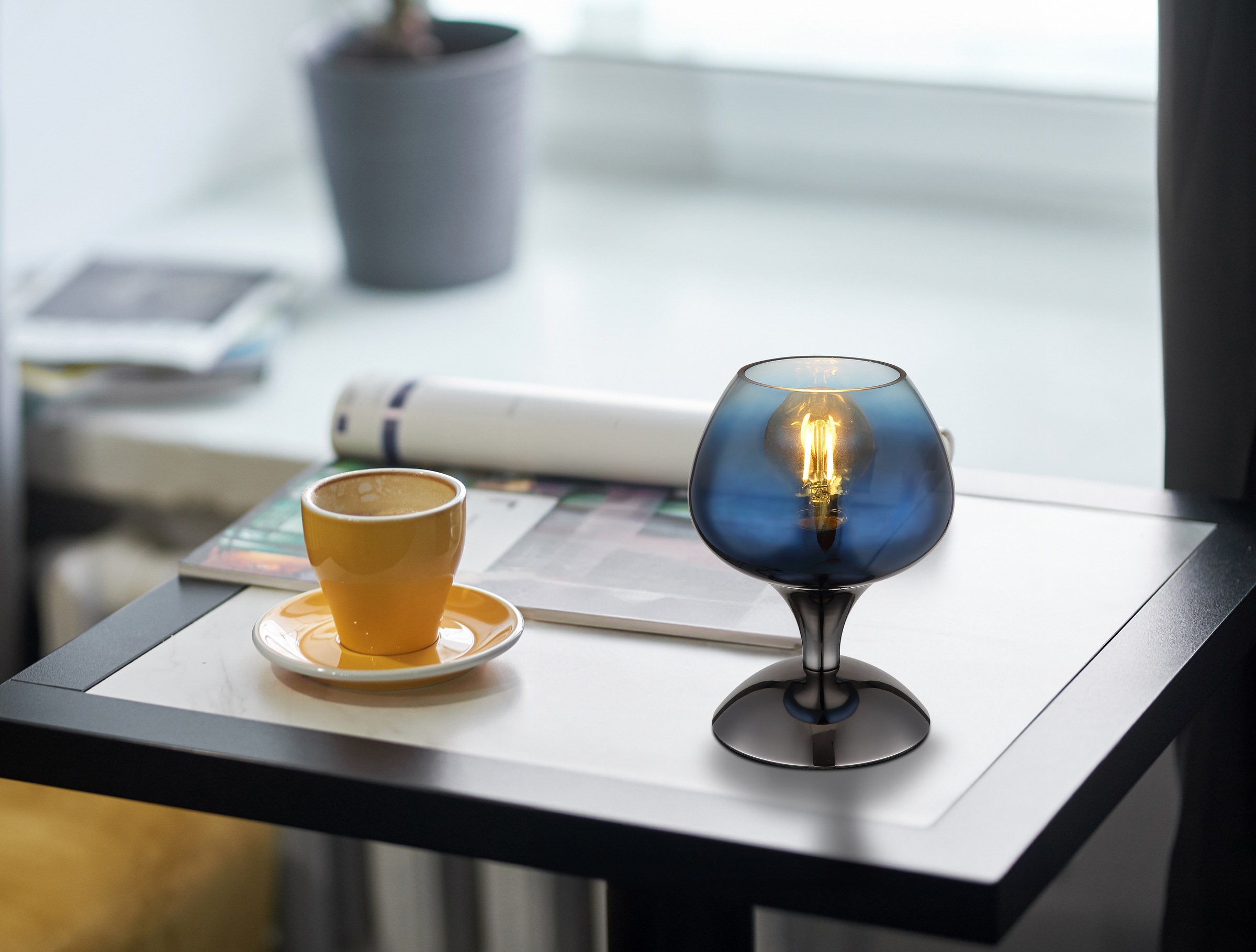 GLOBO LIGHTING Tischleuchte »MAXY«, Leuchtmittel E27 | ohne Leuchtmittel, Tischlampe/Glas blau/modern/Wohnzimmer/Schlafzimmer