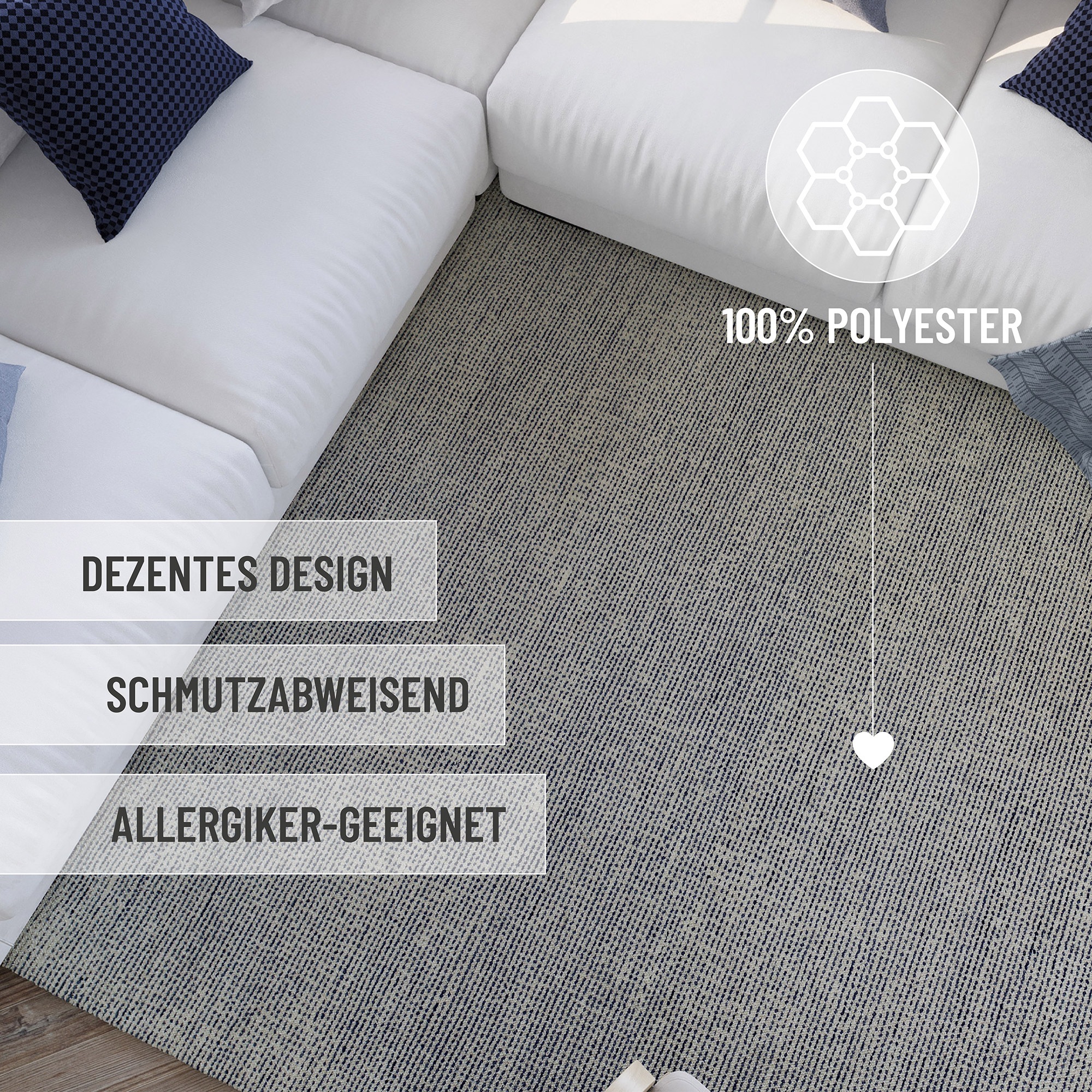 Wecon home Teppich »Hamptons THIRTYTWO«, rund, 15 mm Höhe, Kurzflor, Wohnzimmer, Schlafzimmer, elegant, robust, Linien Muster