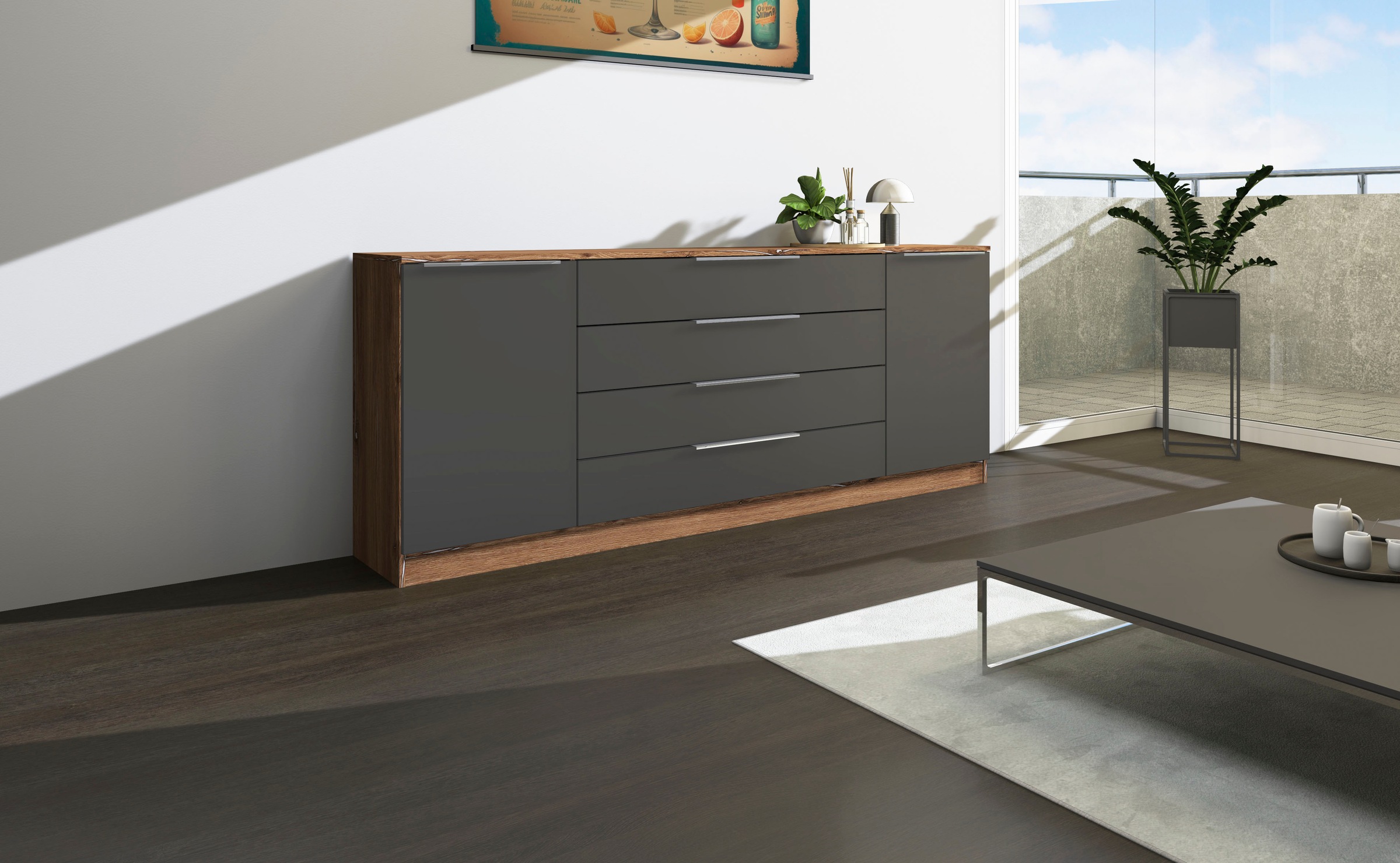 borchardt Möbel Kommode »Oliva«, Breite 200 cm, mit 4 Schubkästen