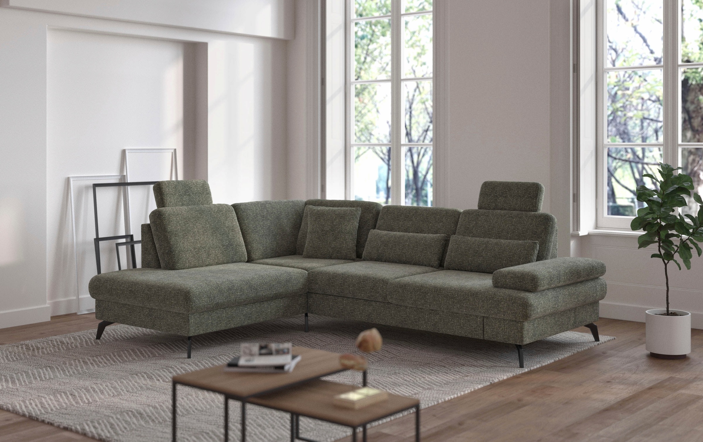 sit&more Ecksofa »Morris L-Form, inkl. Sitztiefenverstellung«, wahlweise mit Armteilverstellung, Bettfunktion & Bettkasten