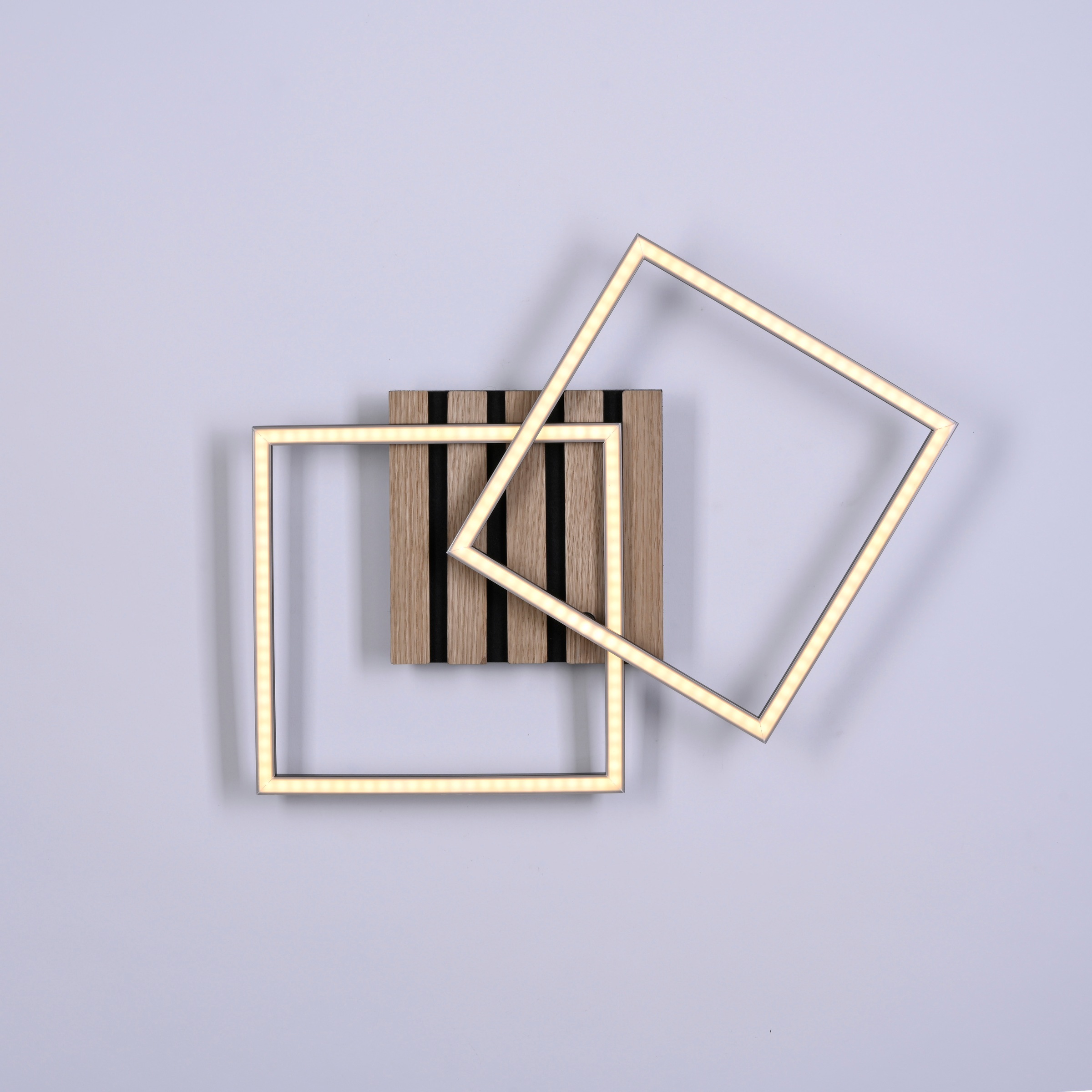 JUST LIGHT LED Deckenleuchte »AKUSTIKA« LED-Board 1 Stk. Warmweiß Eichenfurnier und schwarz, Rahmen drehbar