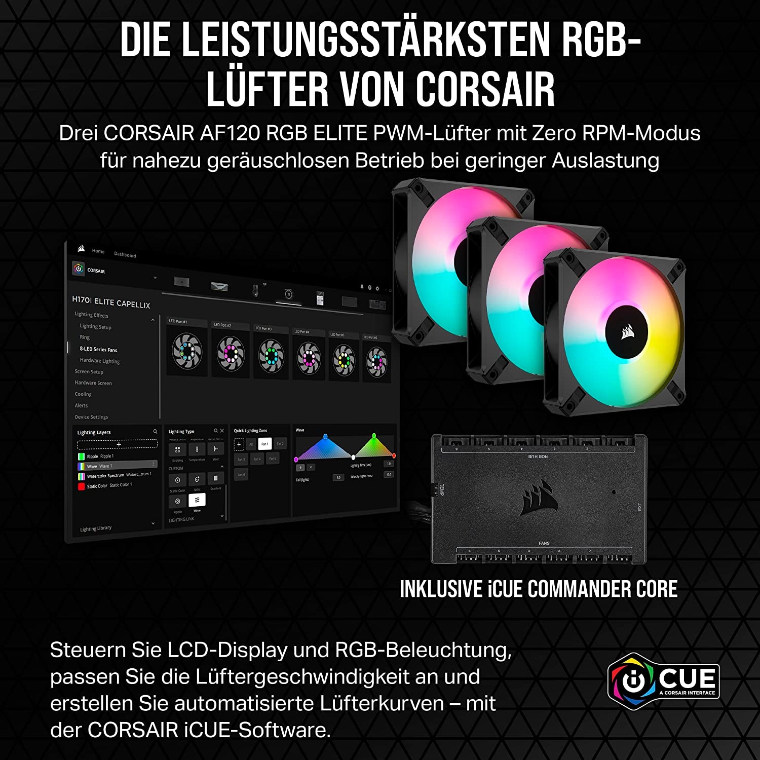 Corsair CPU Kühler »iCUE H150i ELITE LCD XT Liquid CPU Cooler«, (1 St.), RGB Beleuchtung, iCUE