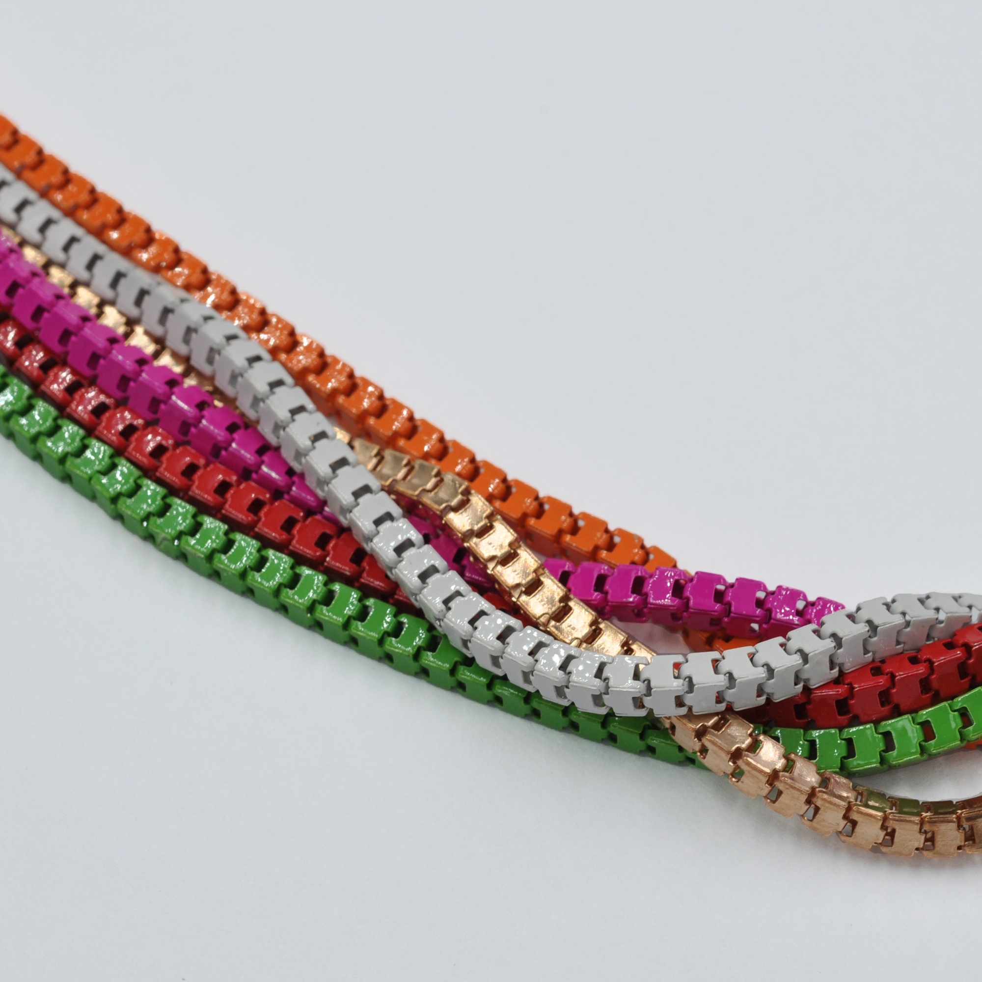Steuer Lange Kette »Metal multi mehr reihig pink, grün, orange, rot, gold, weiß«