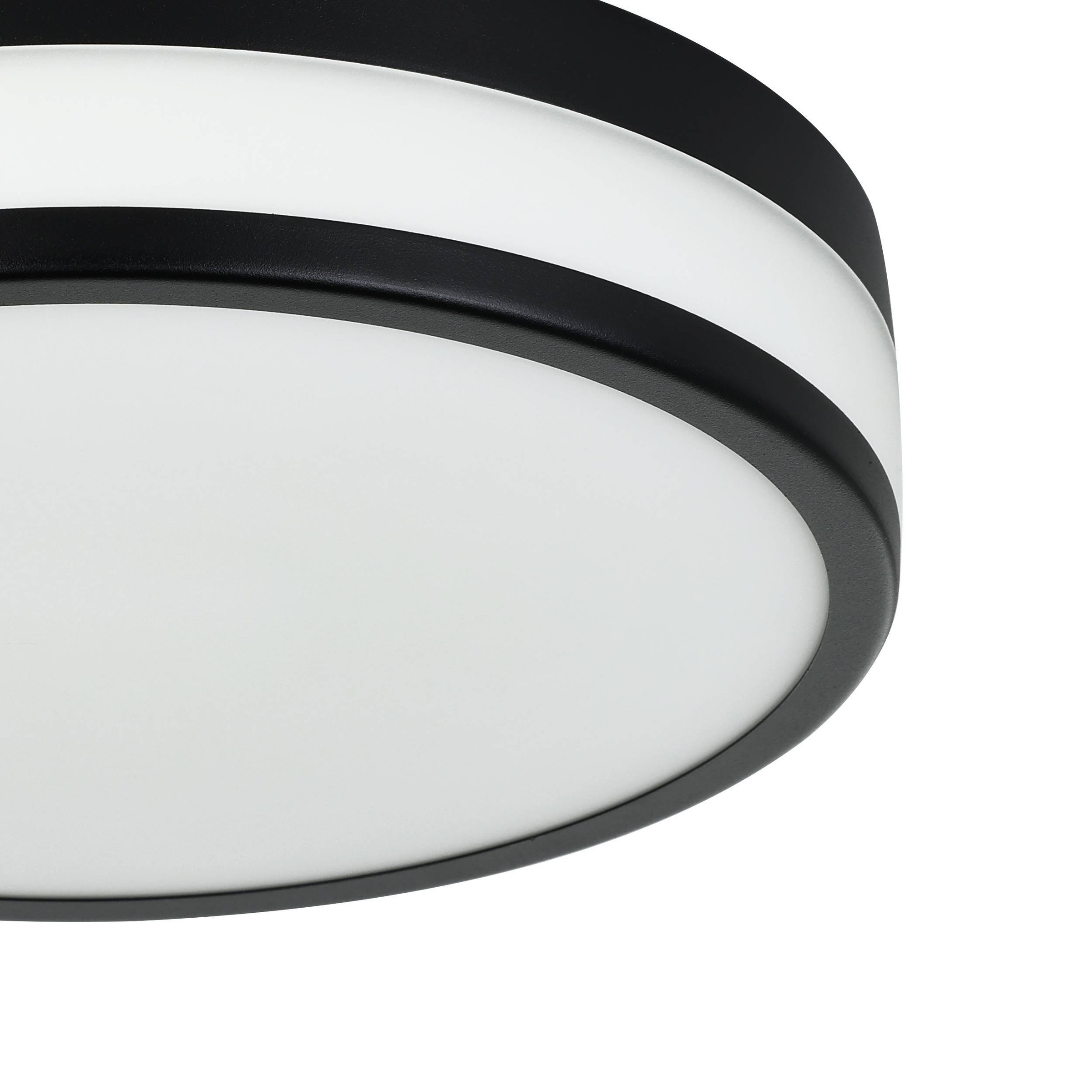 EGLO Deckenleuchte »LED Palermo Deckenlampe, Wohnzimmerlampe, Metall und Glas, IP44, Lampe« LED-Modul 1 Stk. Warmweiß Wand-/Deckenleuchte - H7,5 x Ø30 cm - schwarz - 3X5,7W inkl.
