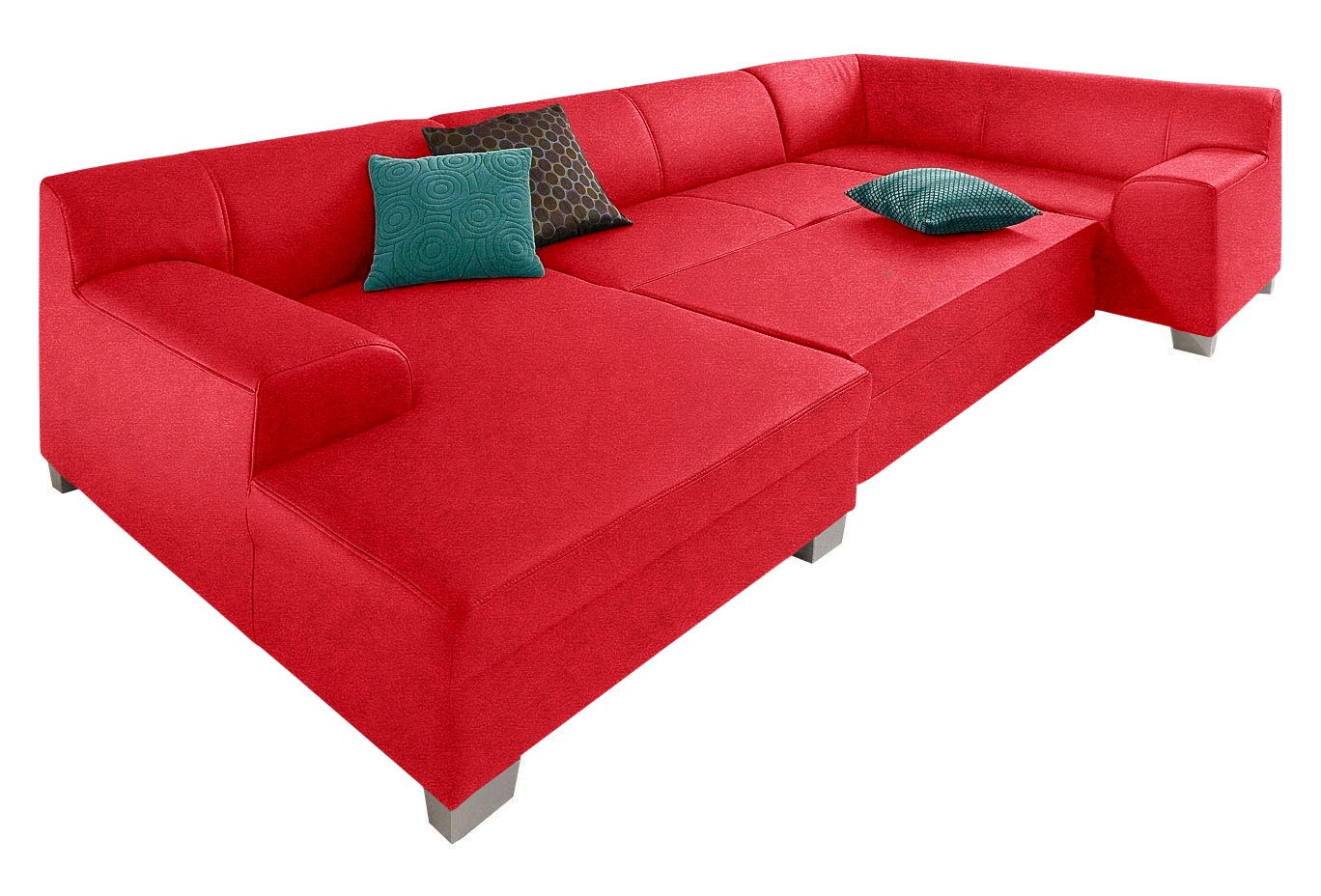 DOMO collection Wohnlandschaft »Amando in vielen Bezugsvarianten, auch in Leder, komfortabel, U-Form«, wahlweise mit Bettfunktion, fester Sitzkomfort, frei im Raum stellbar