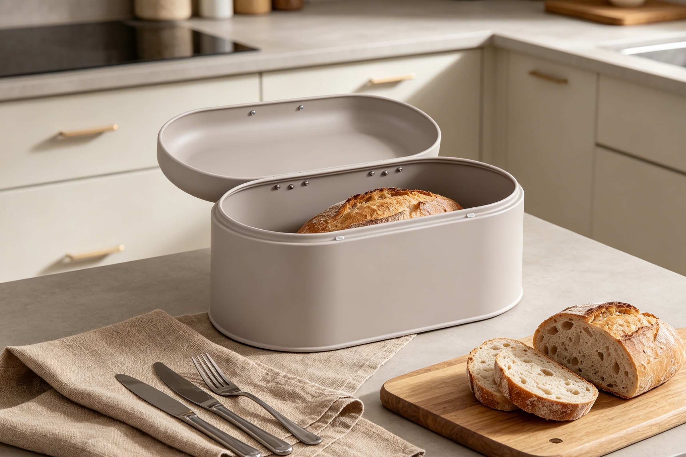 OTTO home Brotkasten »Mallua, mit integrierten Lüftungslöchern auf der Rückseite« Lebensmittelaufbewahrungsbehälter, Brotbox mit Deckel, Höhe 15,6 cm