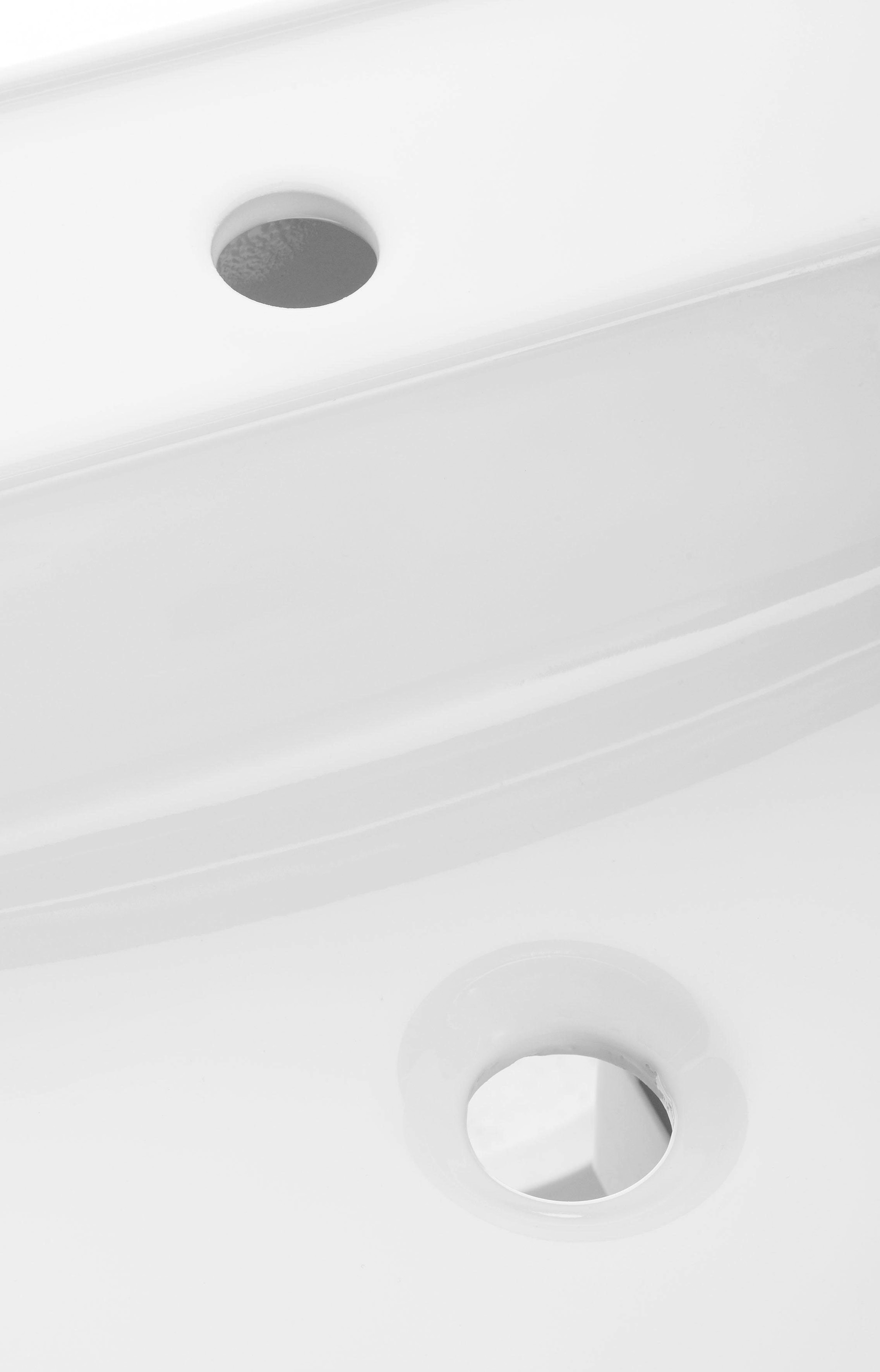 welltime Badmöbel-Set »Davos«, (2 St.), Spiegelschrank Breite 60 cm, mit rechteckigem Waschbecken