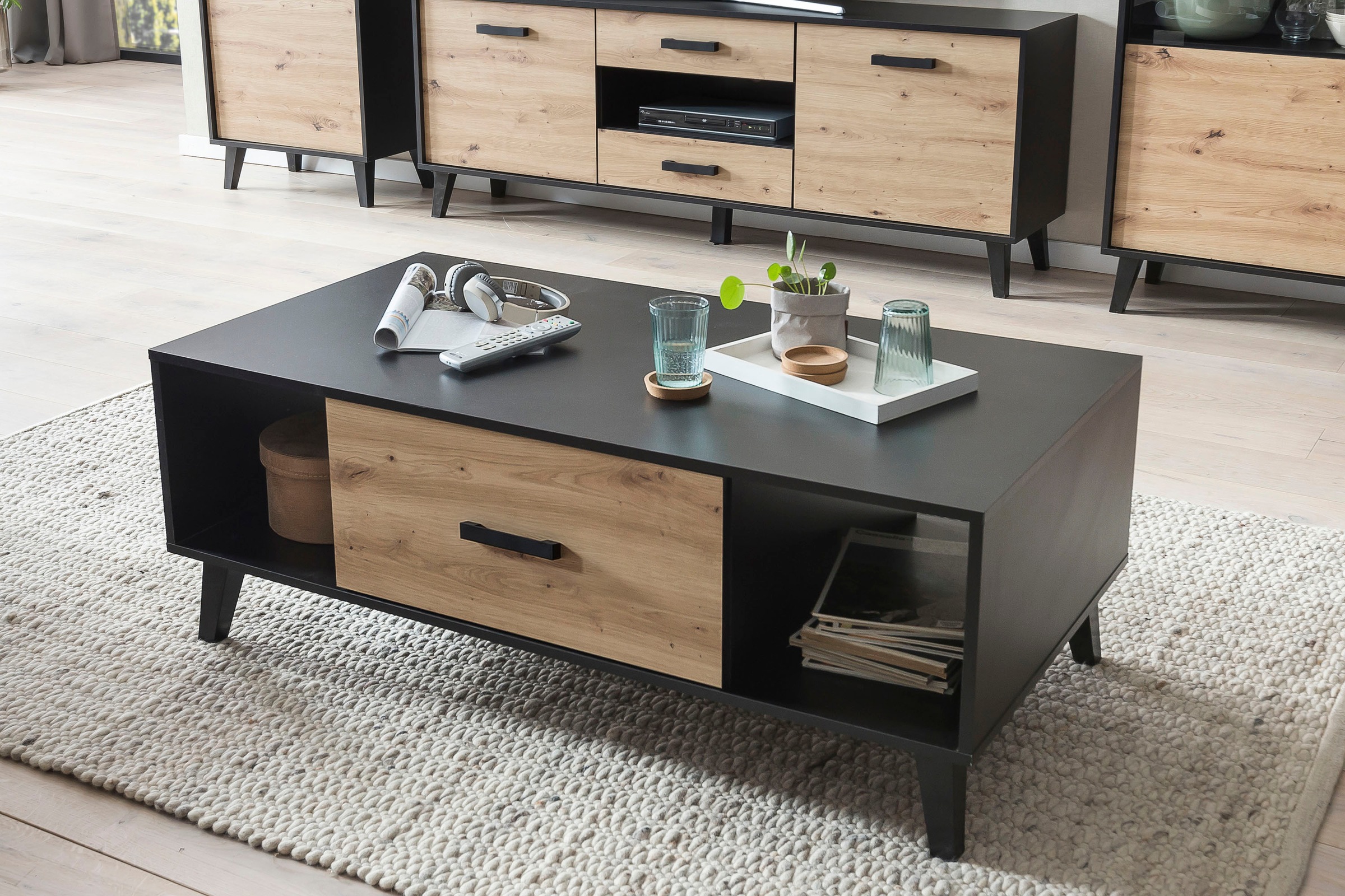 ARTONA 900 Couchtisch/Top:Dekor Artisan Eiche/Korpus:Schwarz günstig online kaufen