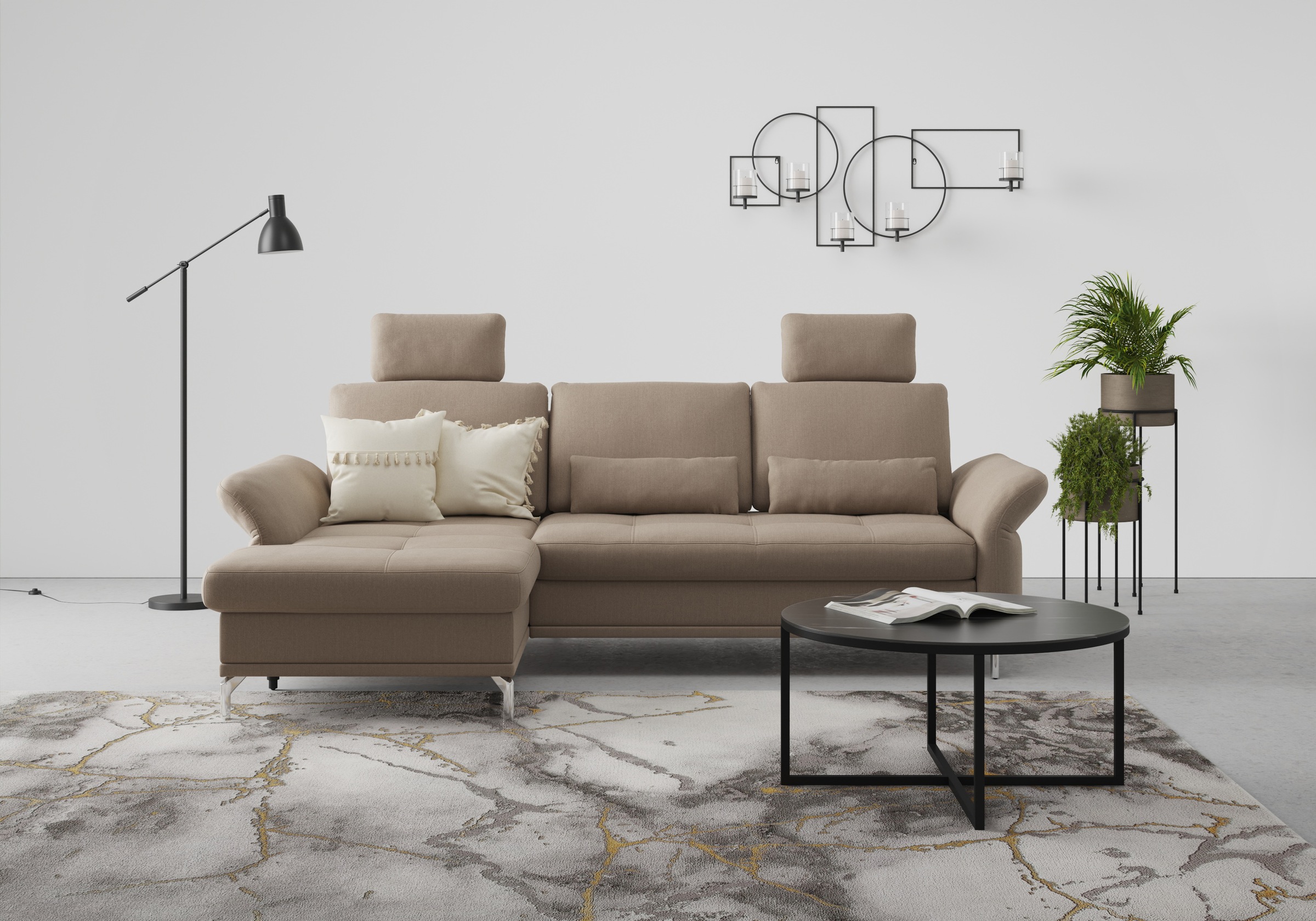 Home affaire Ecksofa »Palm Beach L-Form« Federkern, mit Sitztiefenverstellu günstig online kaufen