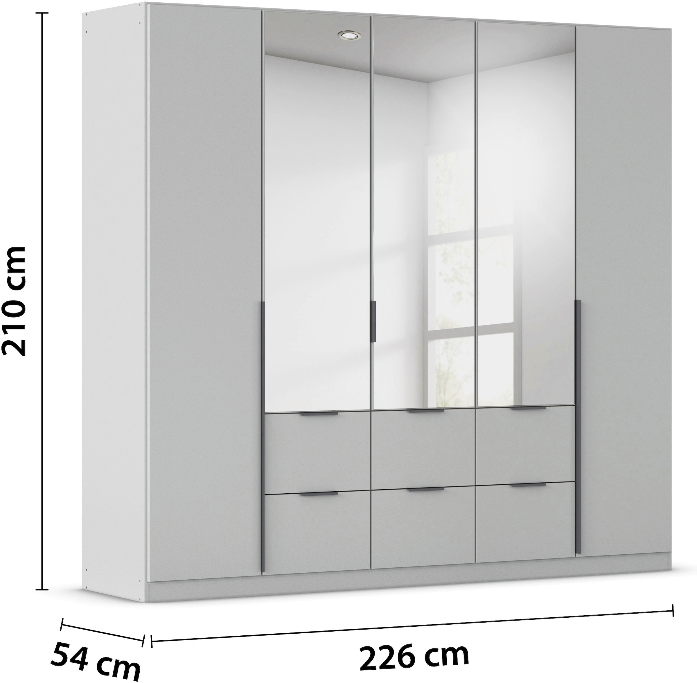 rauch Drehtürenschrank »Kleiderschrank Schrank Garderobe AGORDO mit Dekor- oder Hochglanzfront«, (in zwei Griff-Farben mit Dekor- oder Hochglanzfront), mit Außenschubkästen, in 6 Breiten und 2 Höhen MADE IN GERMANY