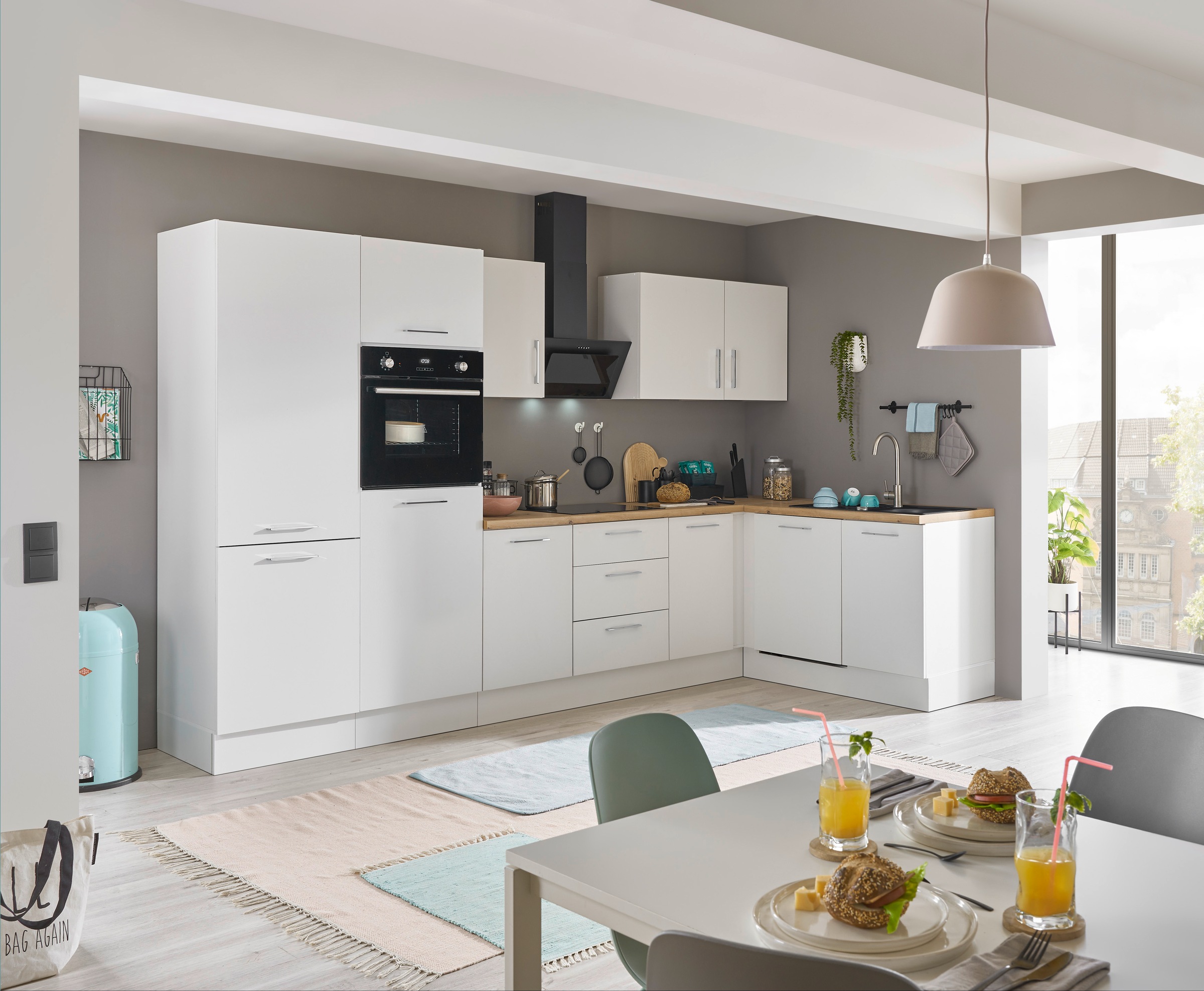 BASIC by Balculina Winkelküche »Turin«, Stellbreite 340x175 cm, wahlweise mit E-Geräten
