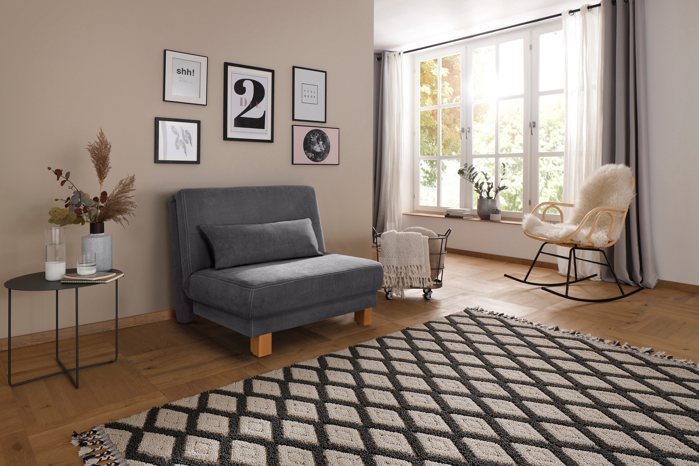 Home affaire Schlafsofa »Gina«, vom Sofa zum Bett mit einem Handgriff, in 4 Breiten, Nierenkissen