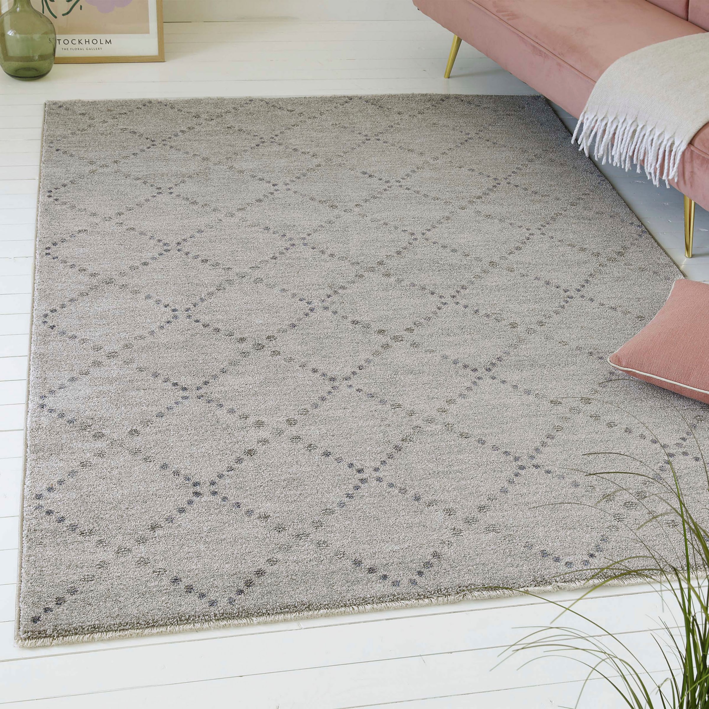 my home Teppich »Thoren«, rechteckig, 12 mm Höhe, weicher Kurzflor, Rautenm günstig online kaufen
