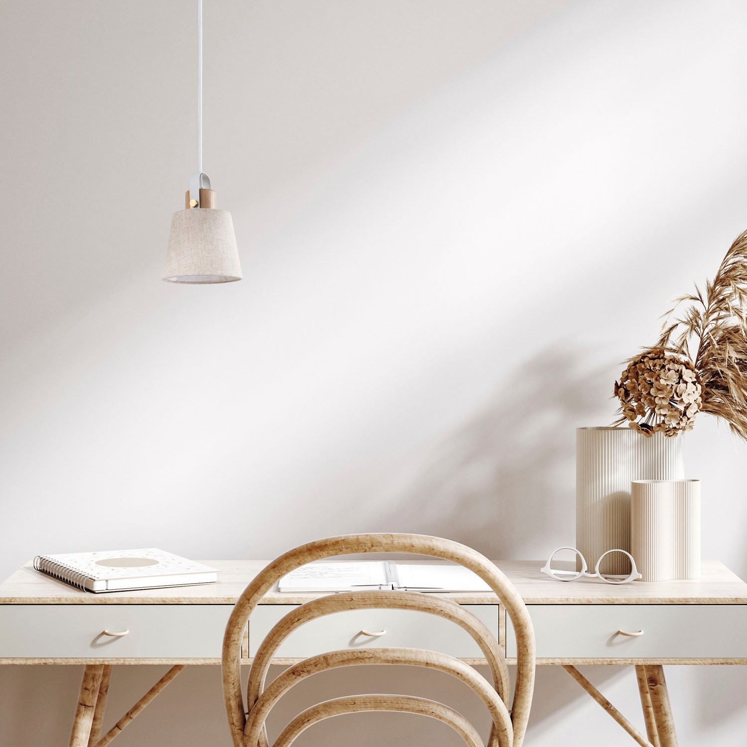 Paco Home Pendelleuchte »MARTA«, Leuchtmittel E27 | ohne Leuchtmittel, Wohnzimmer Esszimmer Industrial Design E27 Stoffschirm 1,5m Kabel