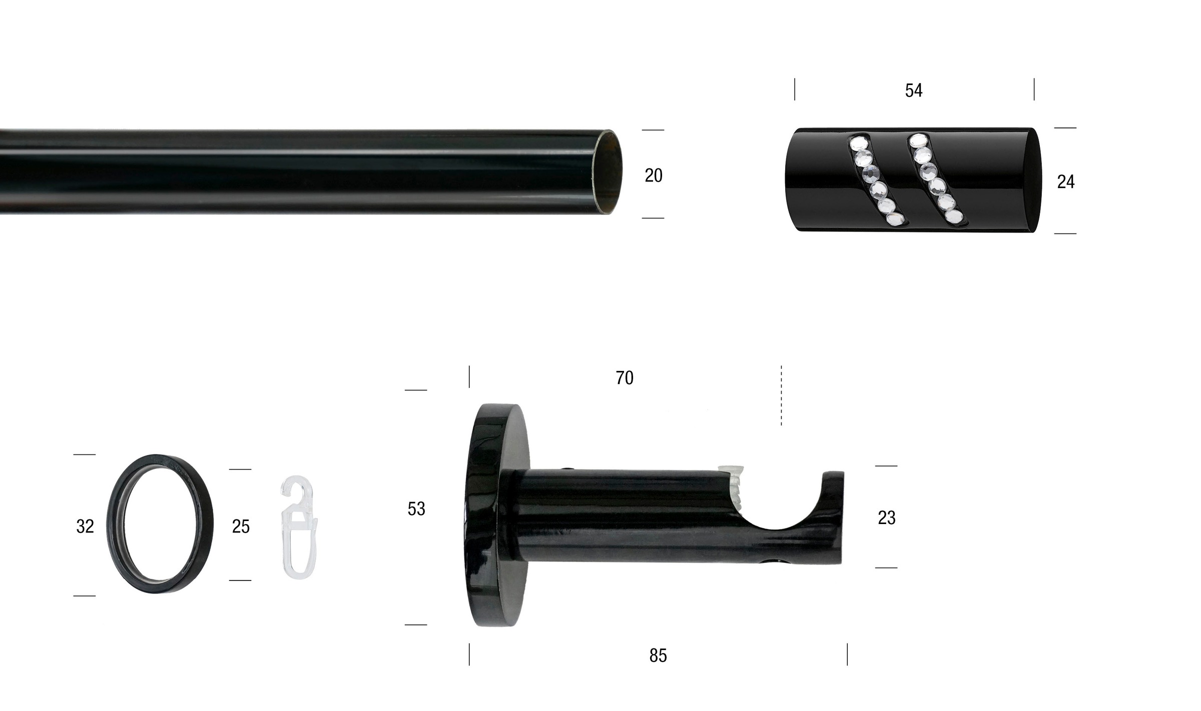 GARESA Gardinenstange »BLACK« Ø 20 mm 1 läufig-läufig Wunschmaßlänge Vorhan günstig online kaufen