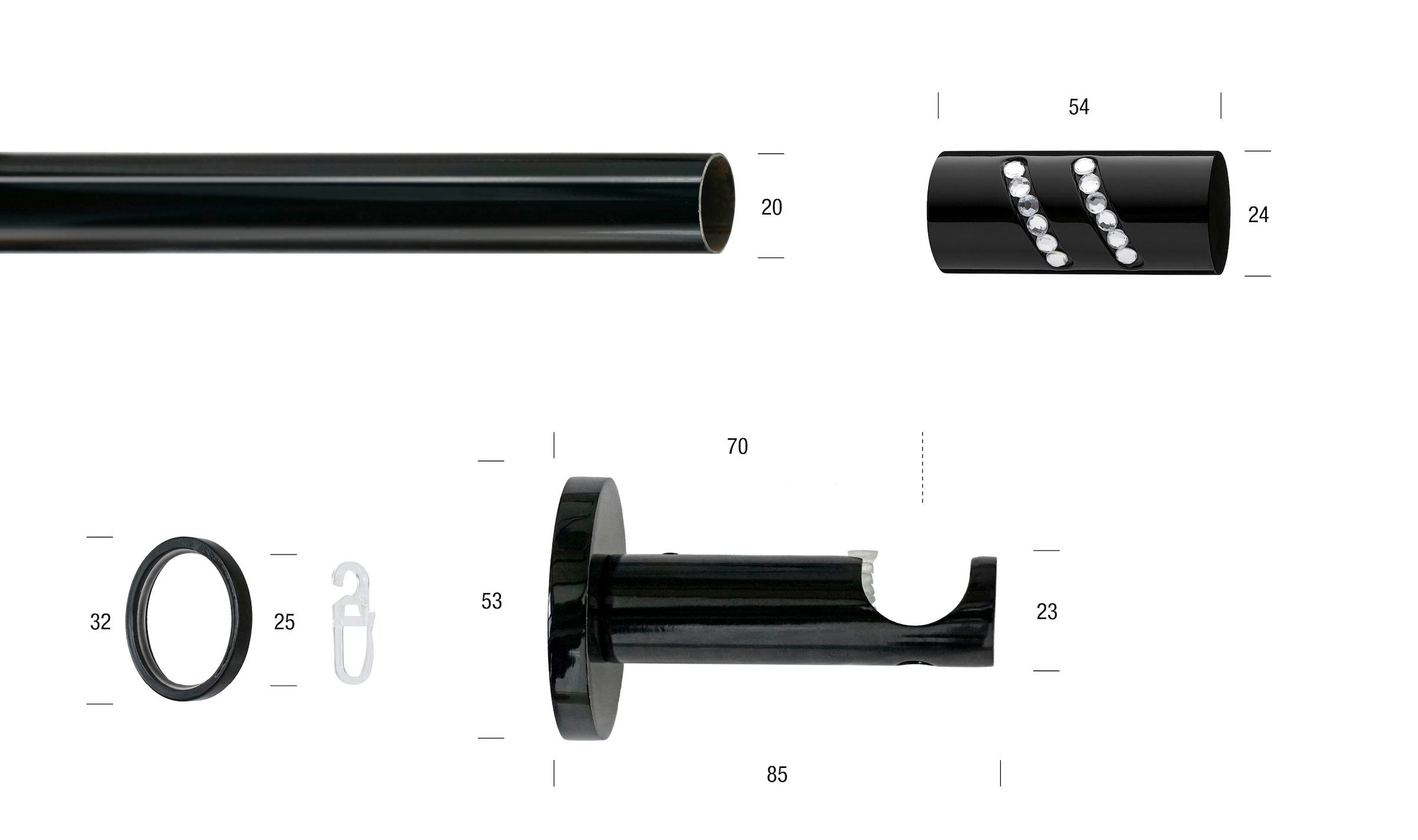 GARESA Gardinenstange »BLACK« Ø 20 mm 1 läufig-läufig Wunschmaßlänge Vorhan günstig online kaufen
