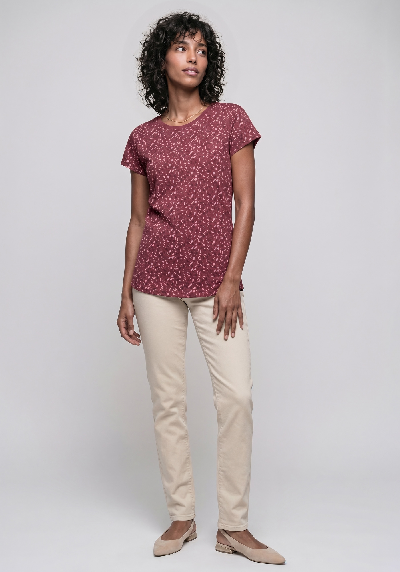 Alife & Kickin »FelinaAK B« modisches Basic-Shirt mit Rundhals-Ausschnitt, rundem Saum und allover
