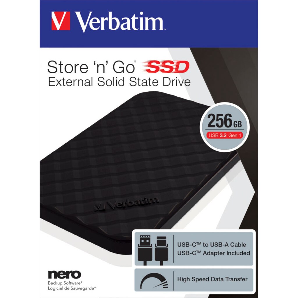 Verbatim externe SSD »Store 'n' Go USB 3.2 GEN 1 256 GB«, Anschluss USB 3.2 Gen-1