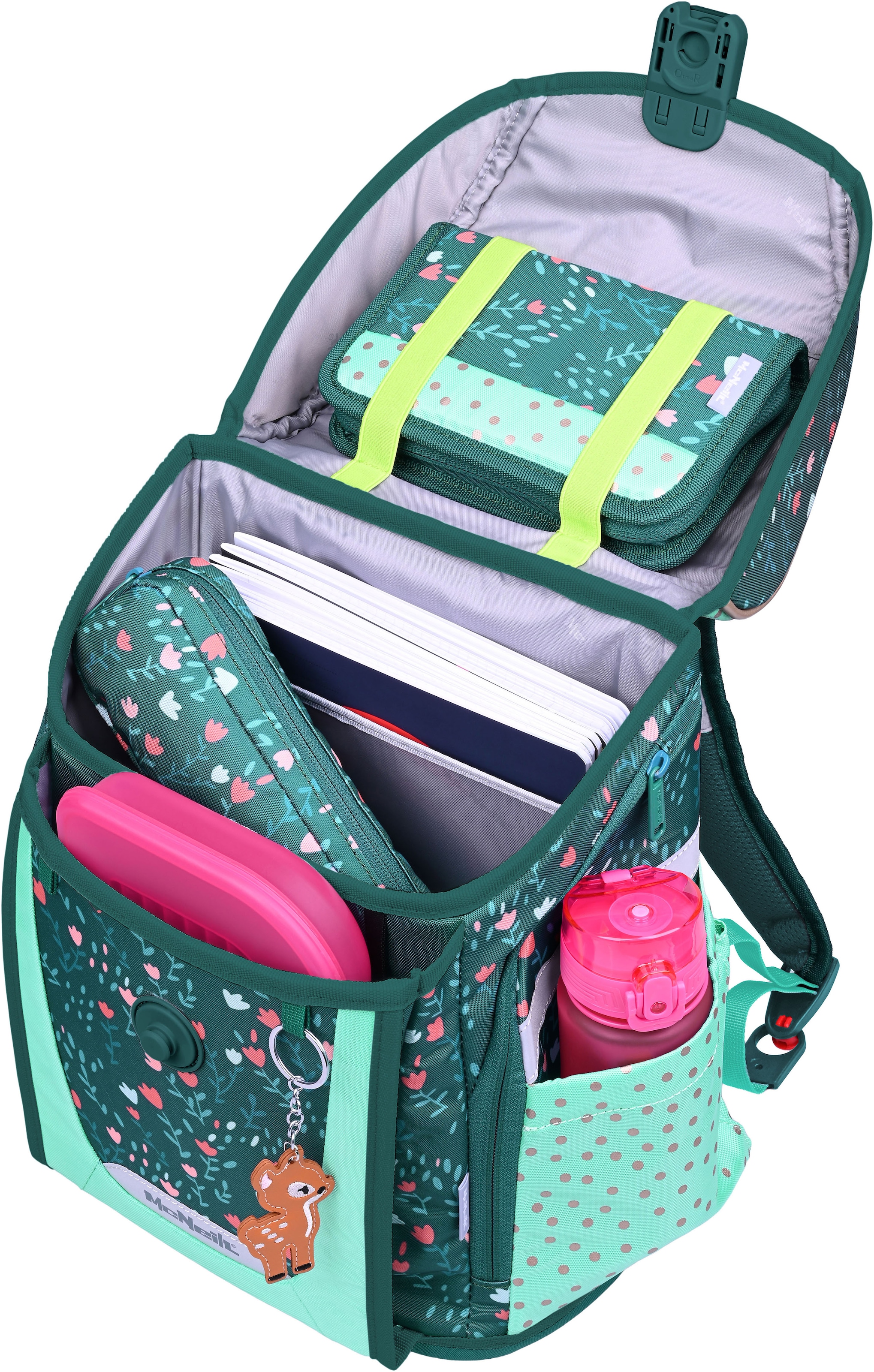 McNeill Schulranzen »Primo, inkl. Etui, Turnbeutel,« Reflektierende Streifen auf den Schultergurten;Retroreflektierende Flächen