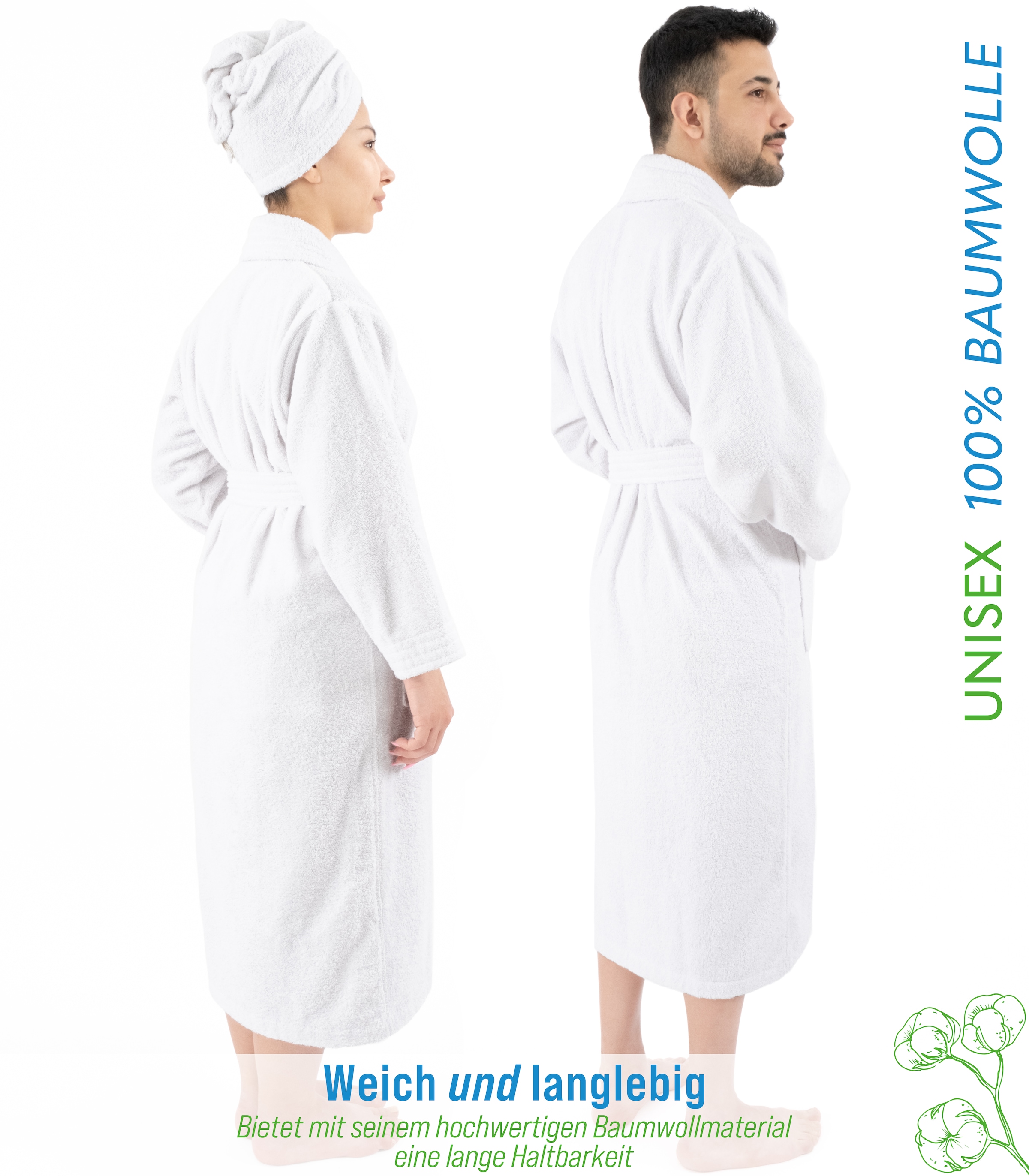 HAMMETEX Bademantel »Bademantel 100% Baumwolle Unisex, 400 GSM, Weich & Saugfähig«, (Packung), ideal für Sauna & Spa, Hotelbademantel, Morgenmantel