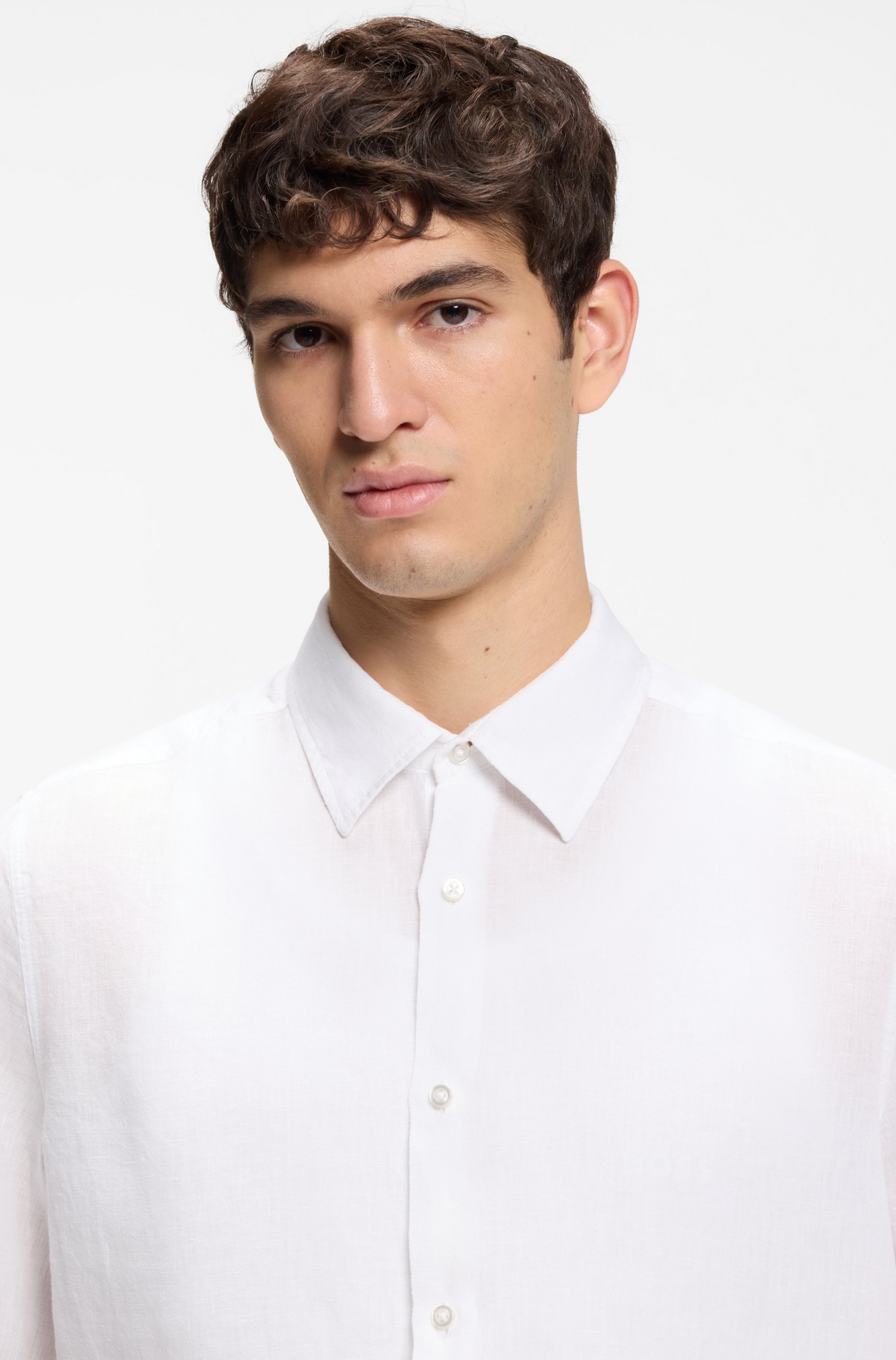 BOSS ORANGE Kurzarmhemd »Rash Premium Herrenmode« aus reinem Leinen, regular fit