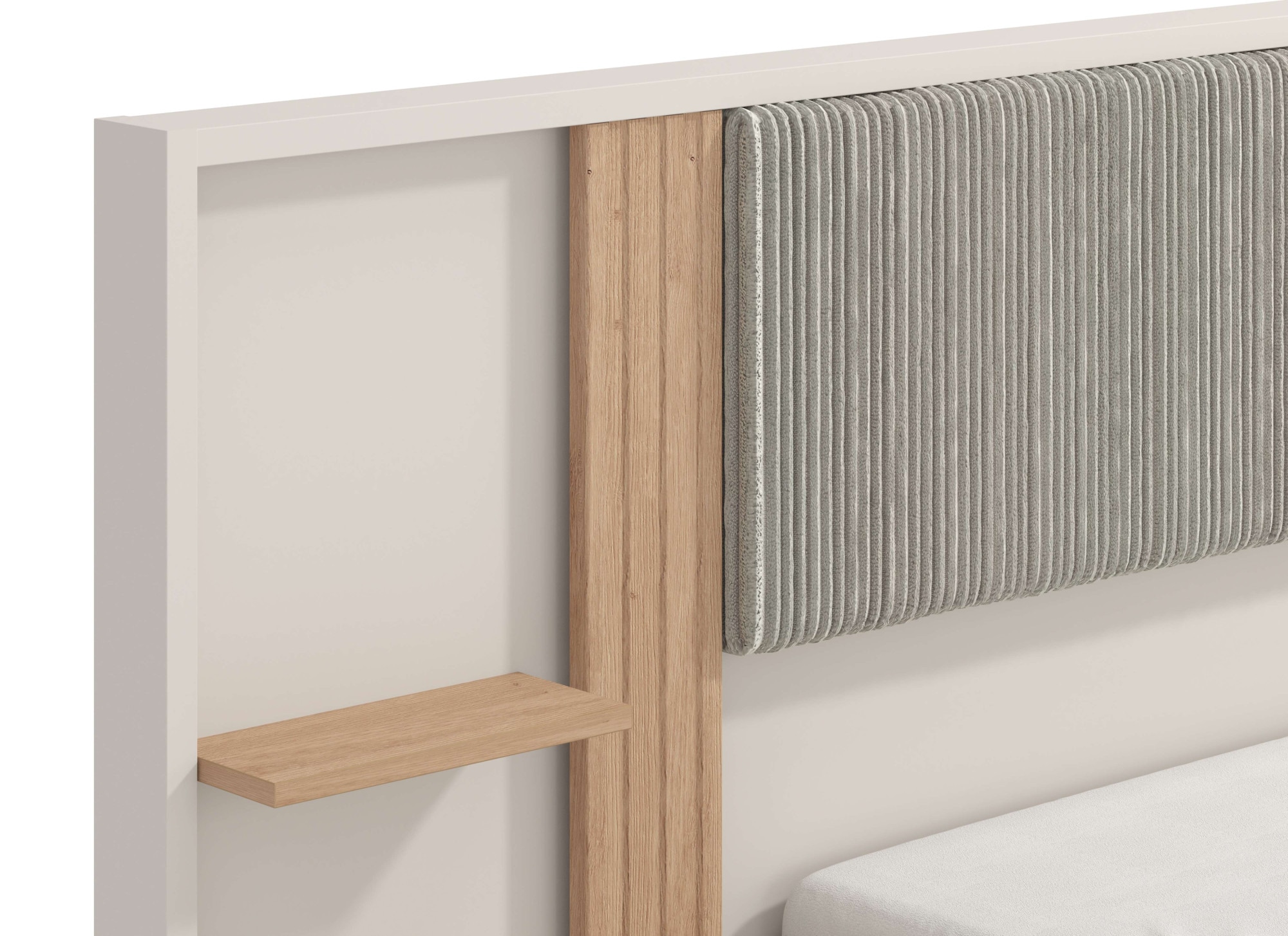 Home affaire Bett »Belfort Bettanlage, mit gepolstertem Kopfteil, weicher Cordstoff«, (Set, 3 tlg., Bett und 2 Wandpaneele mit Nachtkommoden), Liegefläche 160x200cm, FSC®-zertifizierter Holzwerkstoff