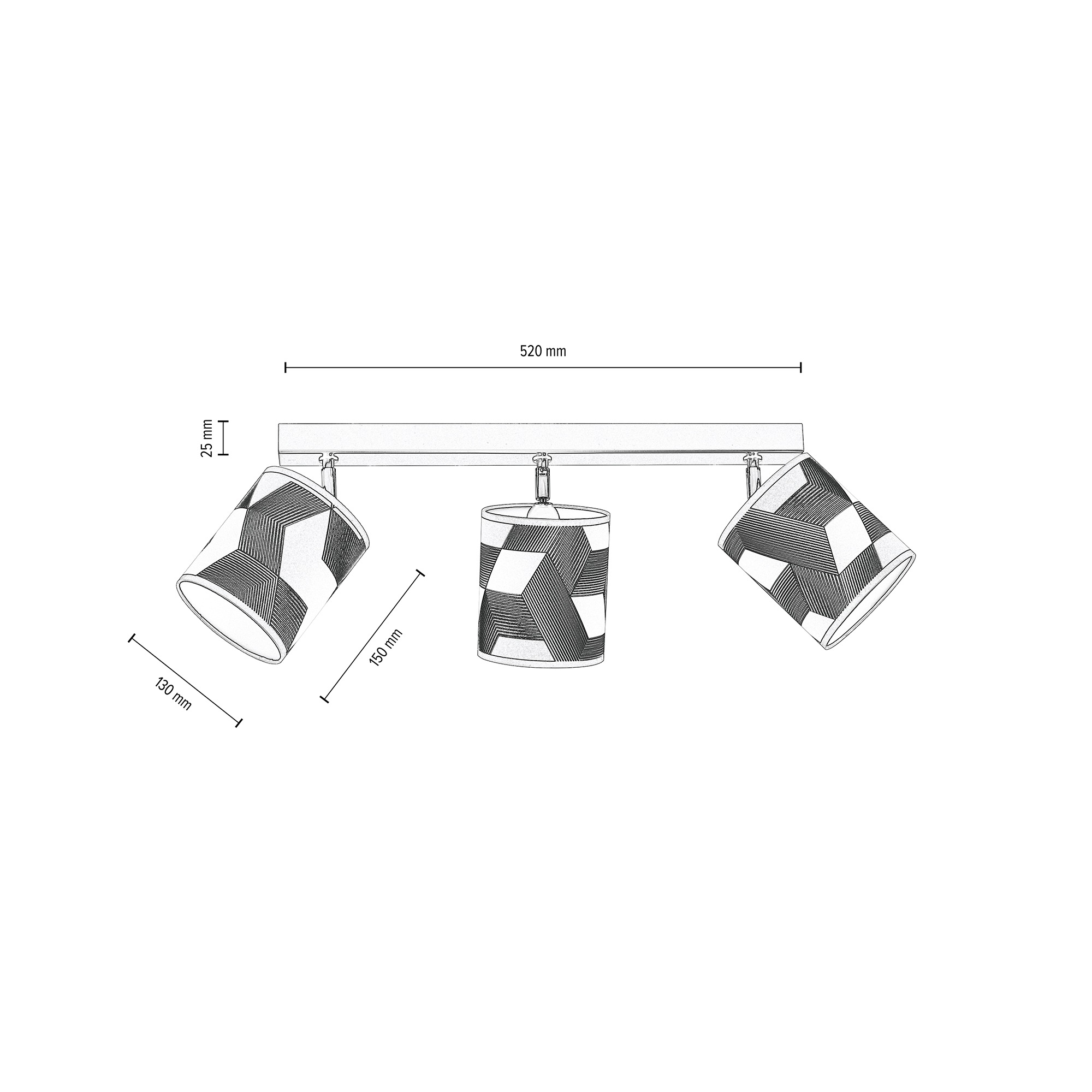 BRITOP LIGHTING Deckenleuchte »ESPACIO«, 3 flammig, Leuchtmittel E27 | ohne Leuchtmittel, Schirme aus laminierter Tapete, bewegliche Spots