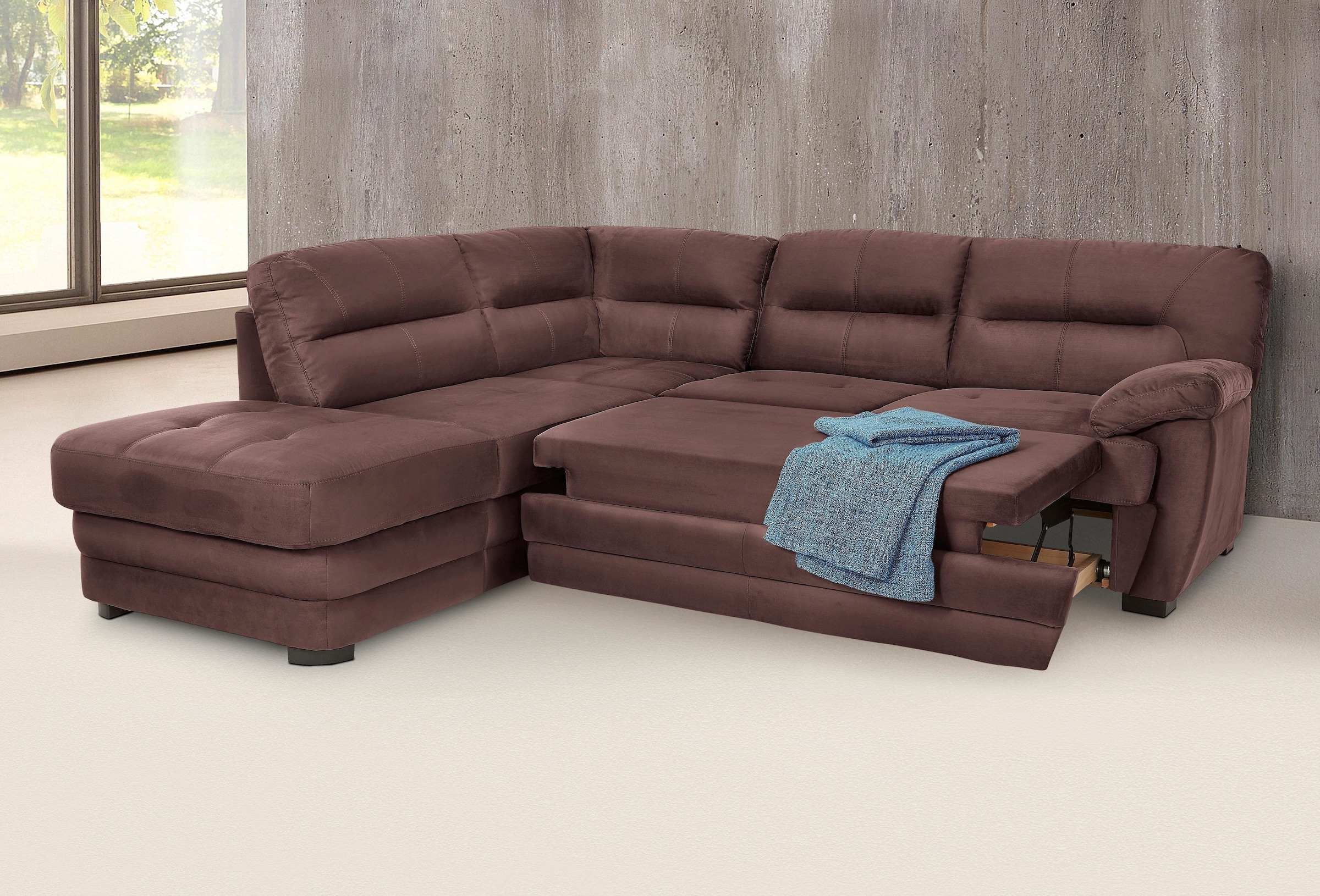 COTTA Polstergarnitur »Royale L-Form«, (Set), Set bestehend aus: Ecksofa & Hocker