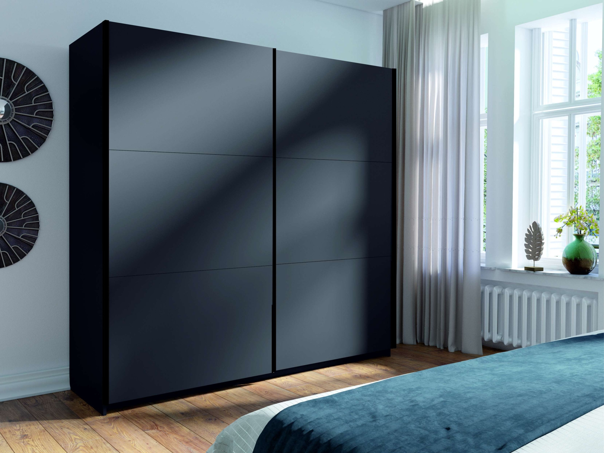 INOSIGN Kleiderschrank »Kleiderschrank Fresno mit 5 Einlegeböden und Kleiderstange«, Garderobe mit 2 Schwebetüren, B/H/T 150/207/62 cm