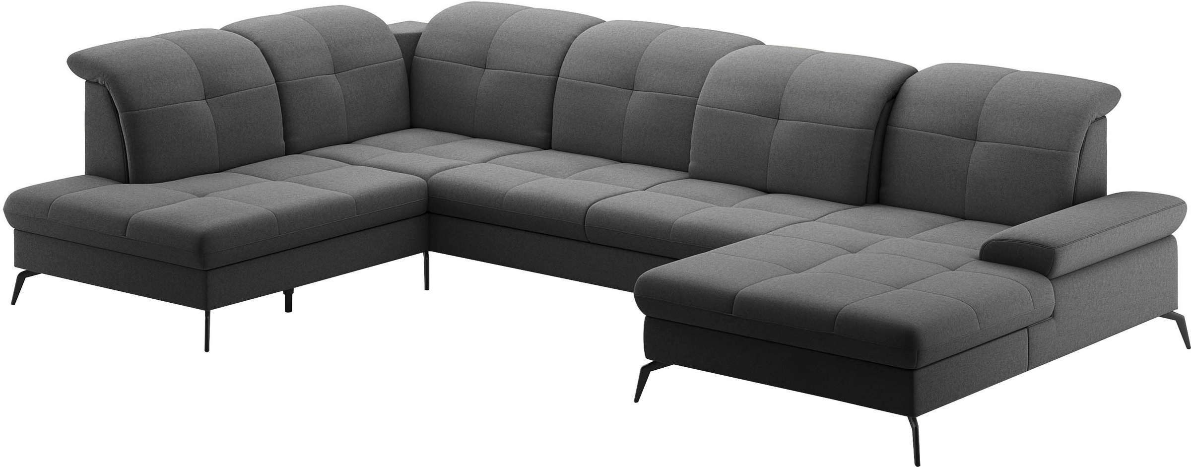 sit&more Wohnlandschaft »Amica, U-Form, inkl. Sitztiefenverstellung und Armteilverstellung«, wahlweise mit Kopfteilverstellung, Bettfunktion und Bettkasten