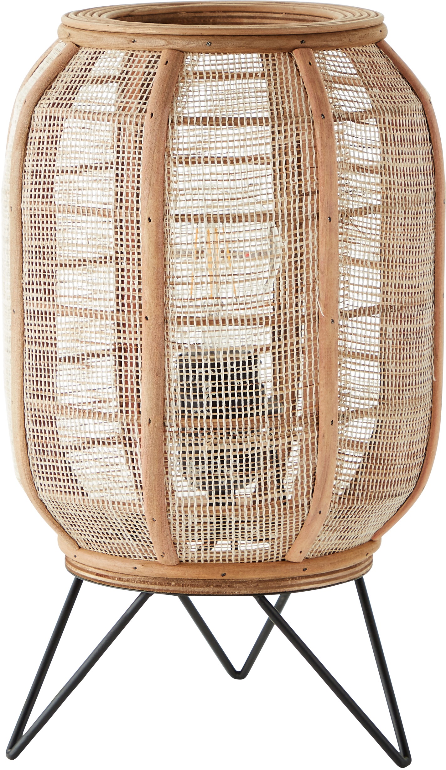 Home affaire Tischleuchte »Rouez«, 1 flammig, Leuchtmittel E27 | ohne Leuchtmittel, Tischlampe im Nature Style mit 32cm Höhe, Schirm aus Textil und Holz