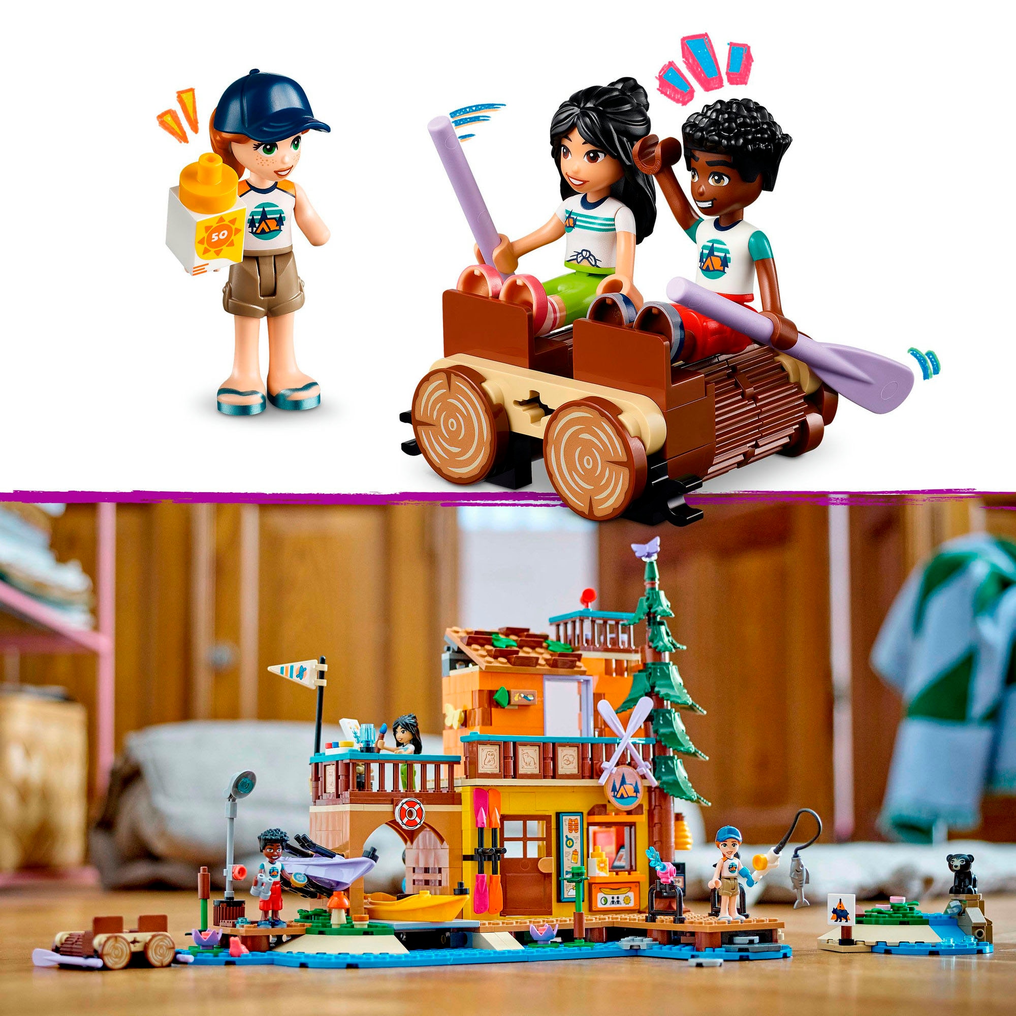 LEGO® Konstruktionsspielsteine »Abenteuercamp mit Kayak (42626), LEGO Friends«, (628 St.), Made in Europe