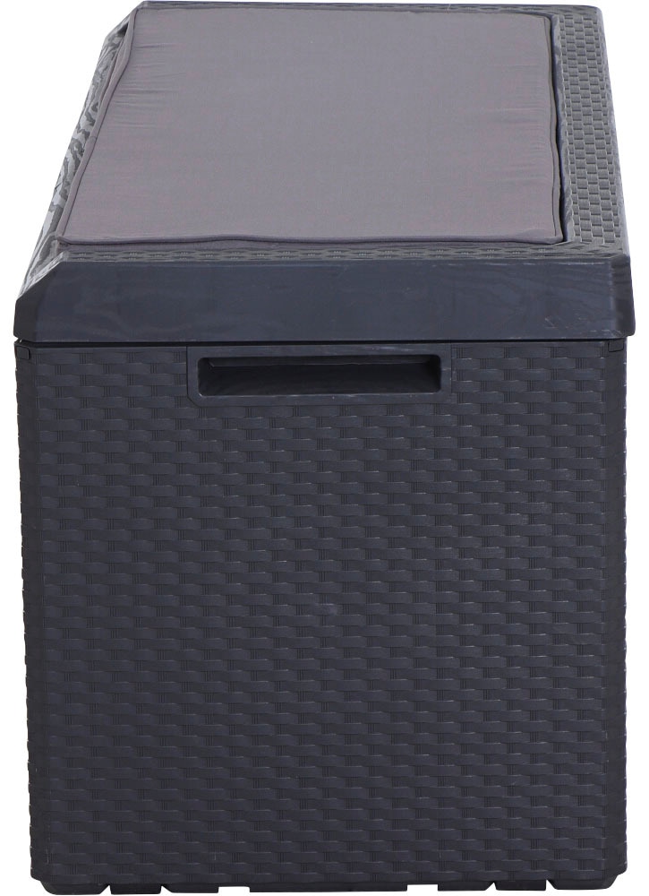Siena Garden Kissenbox »Portonovo«, 350 L, Rattan/Holzoptik, Kunststoff, anthrazit, inkl. Sitzkissen