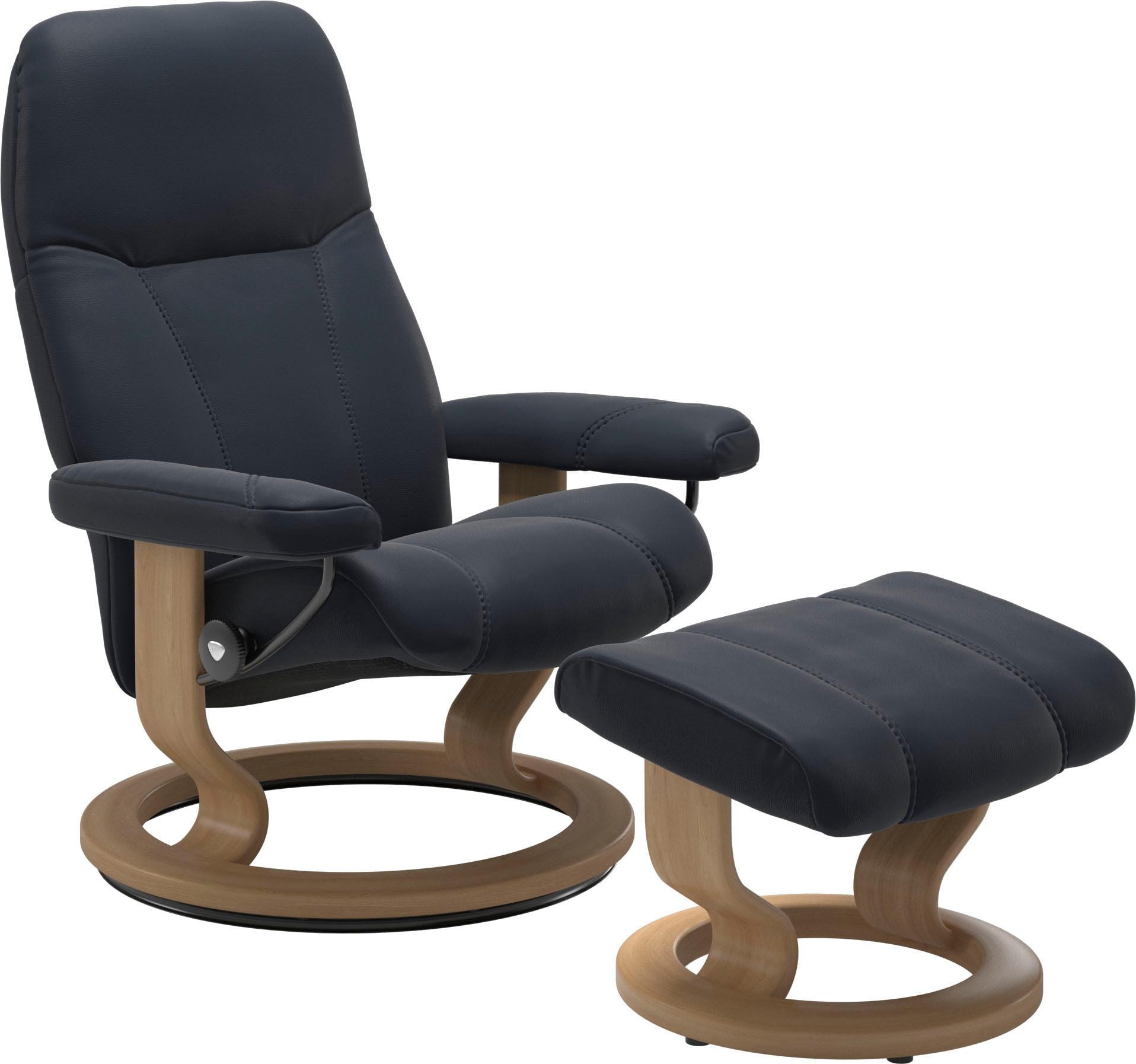 Stressless® Relaxsessel »Consul«, Eiche Base, mit kaufen Hocker), Rechnung mit Hocker, Größe Relaxsessel Gestell mit S, (Set, Classic auf