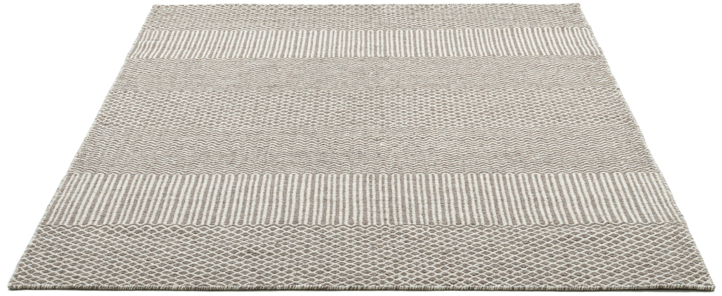 my home Wollteppich »Edling«, rechteckig, 10 mm Höhe, Handweb Teppich, reine Wolle, modernes Design, Scandi, Wohnzimmer