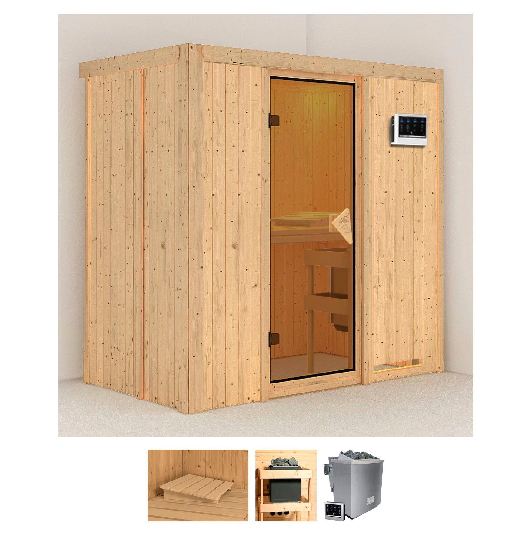 Karibu Sauna »Vada« Set, 9 KW-Bio-Ofen mit externer Steuerung günstig online kaufen