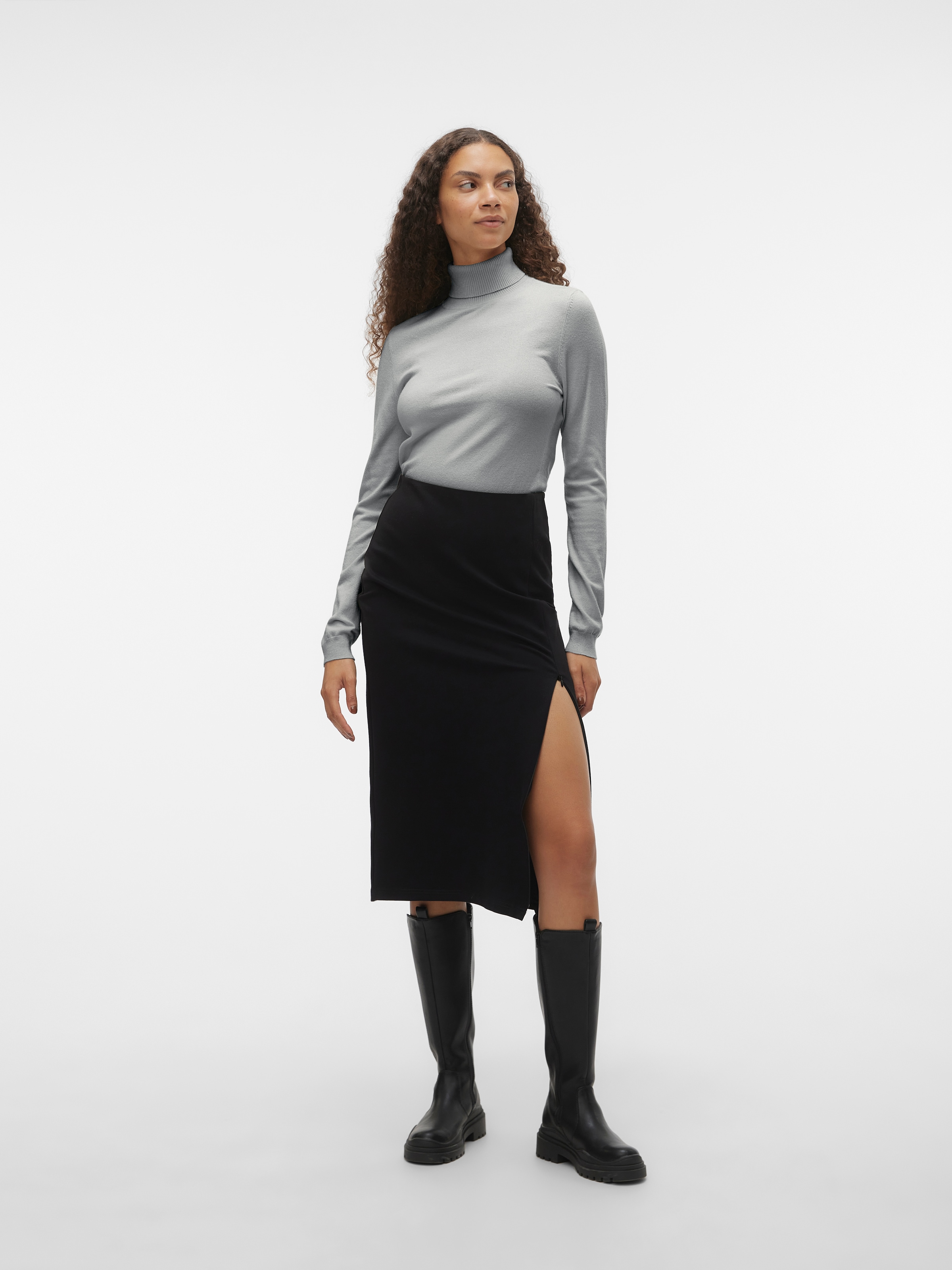 Vero Moda Rollkragenpullover »VMHAPPINESS LS ROLLNK PULLOVE GA BOO REP« Viskosemischung, slim fit
