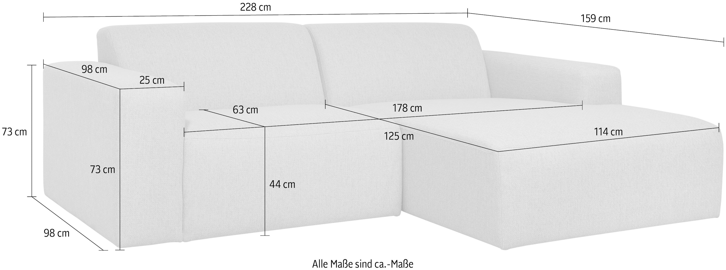 INOSIGN Ecksofa »Koa,228cm, L-Form, Modulsofa Webstoff«, Designsofa in Cord