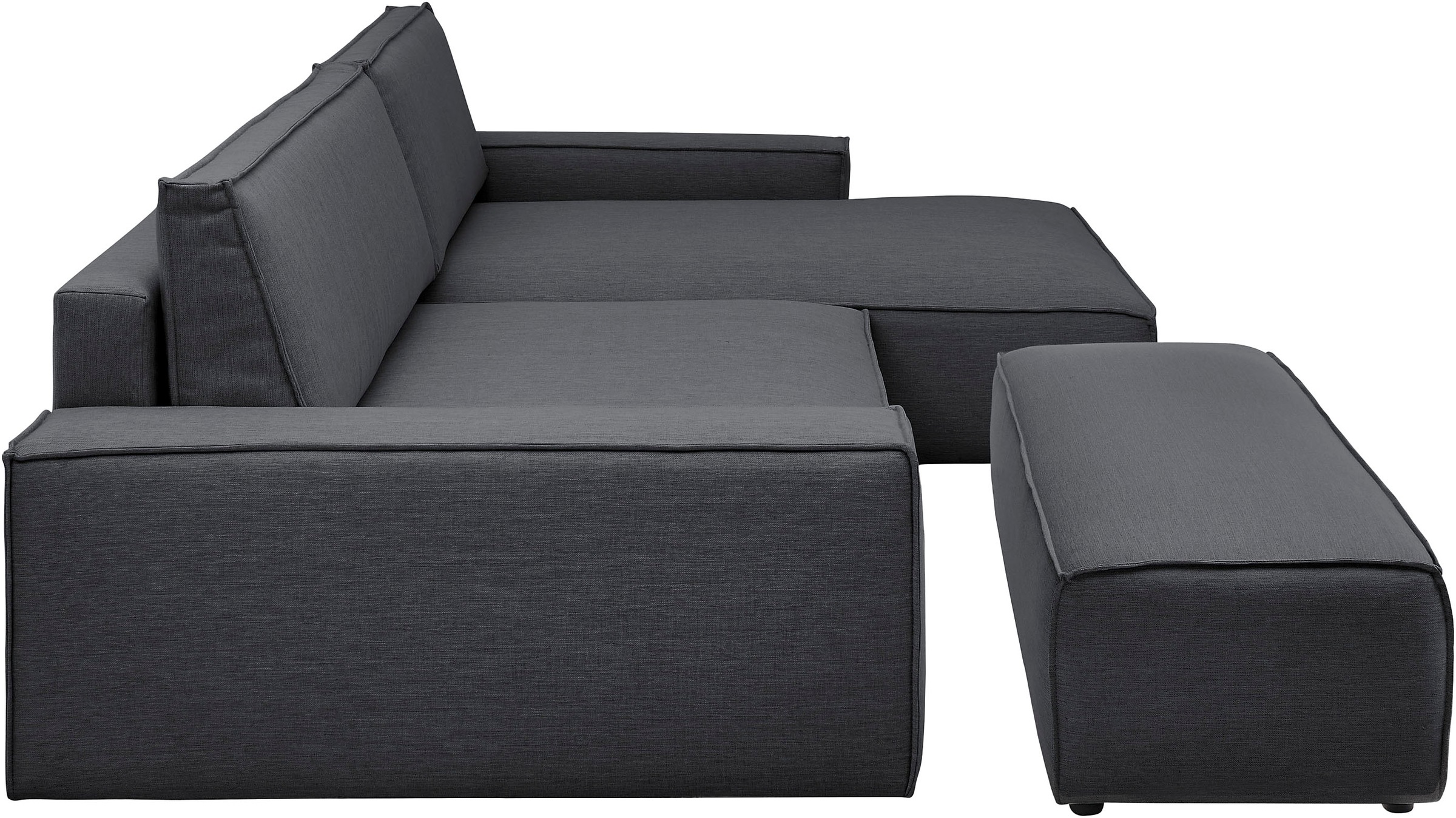 Home affaire Polsterecke »NEU: SHERWOOD XXL tief, L-Form mit Schlaffunktion, Big-Sofa mit Hocker«, (Set, 2 St.), stellbar zum Schlafsofa (Krokodilverbinder), Cord, Leinenoptik