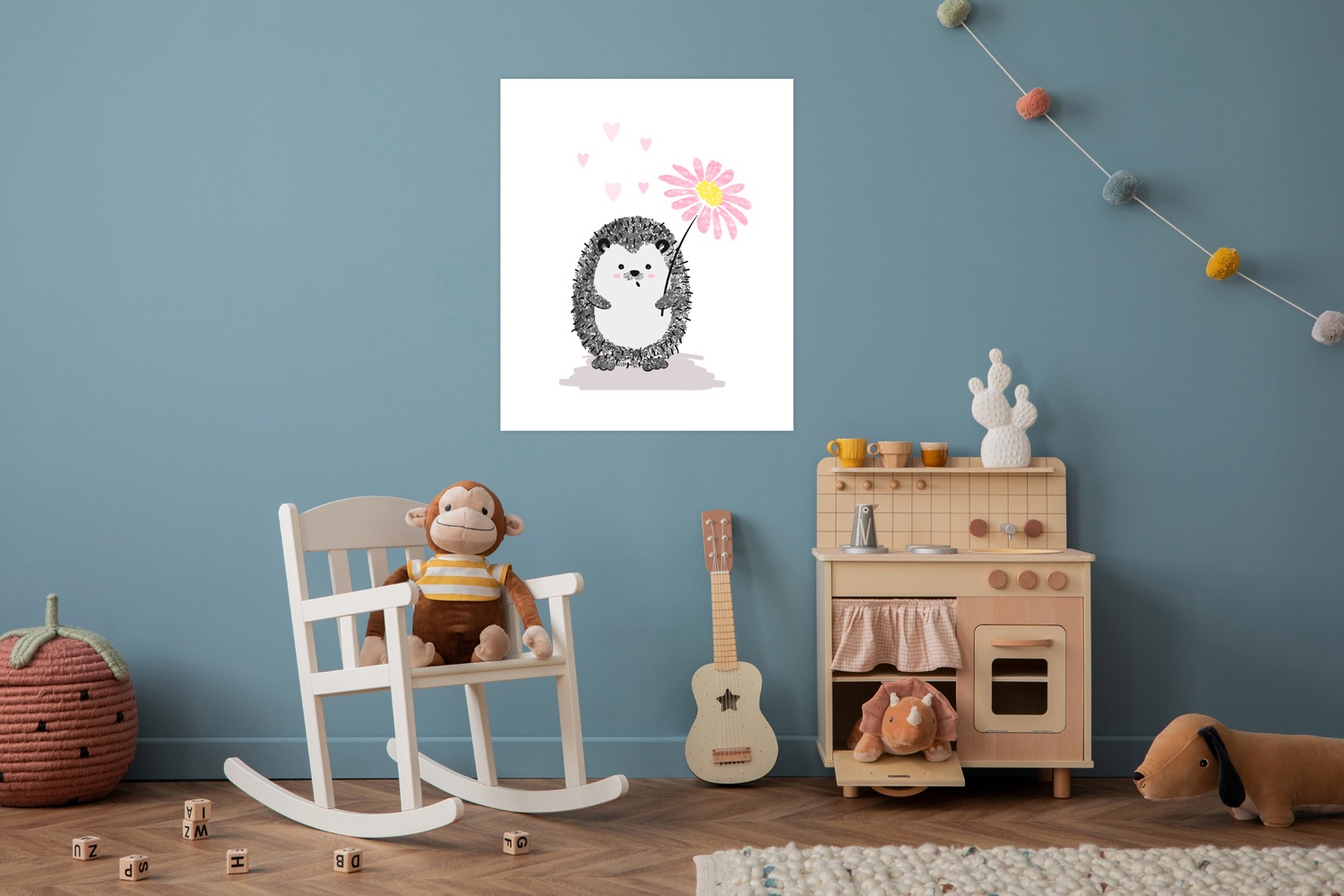 Lüttenhütt Poster »Igel mit Herzen und Blume«, Fantasy-Herz-Herzen-Tiere, (1 St.), HD Premium Druck