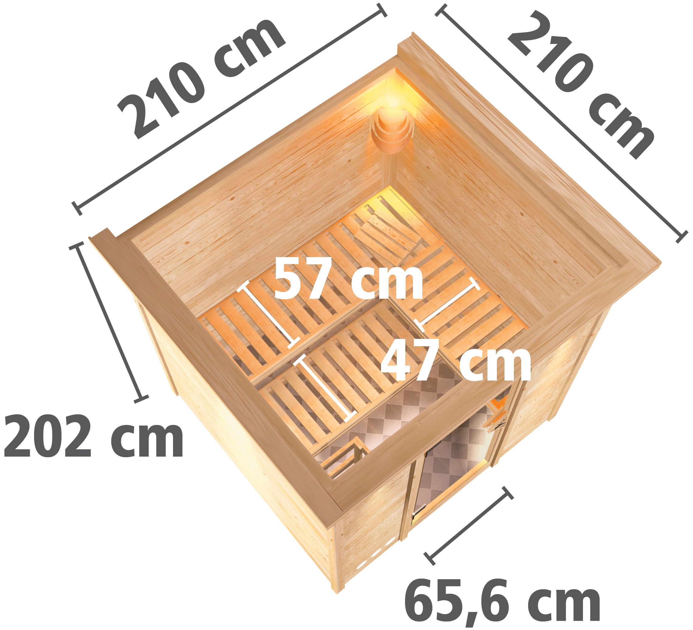 Karibu Sauna »Rodin« Set,  9-kW-Bio-Ofen mit externer Steuerung
