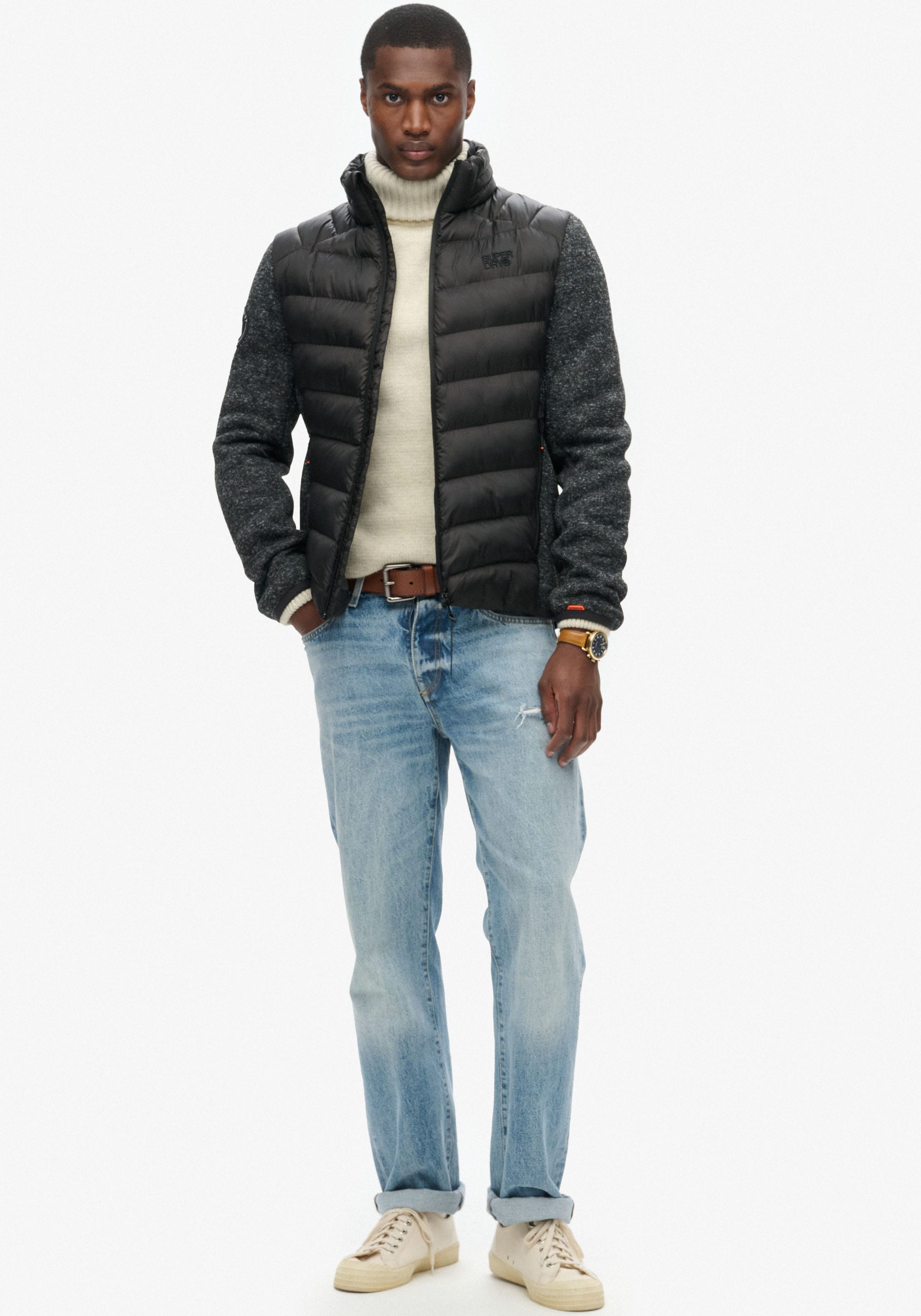 Superdry Steppjacke »STORM KNIT HYBRID PADDED JKT«, mit Kapuze